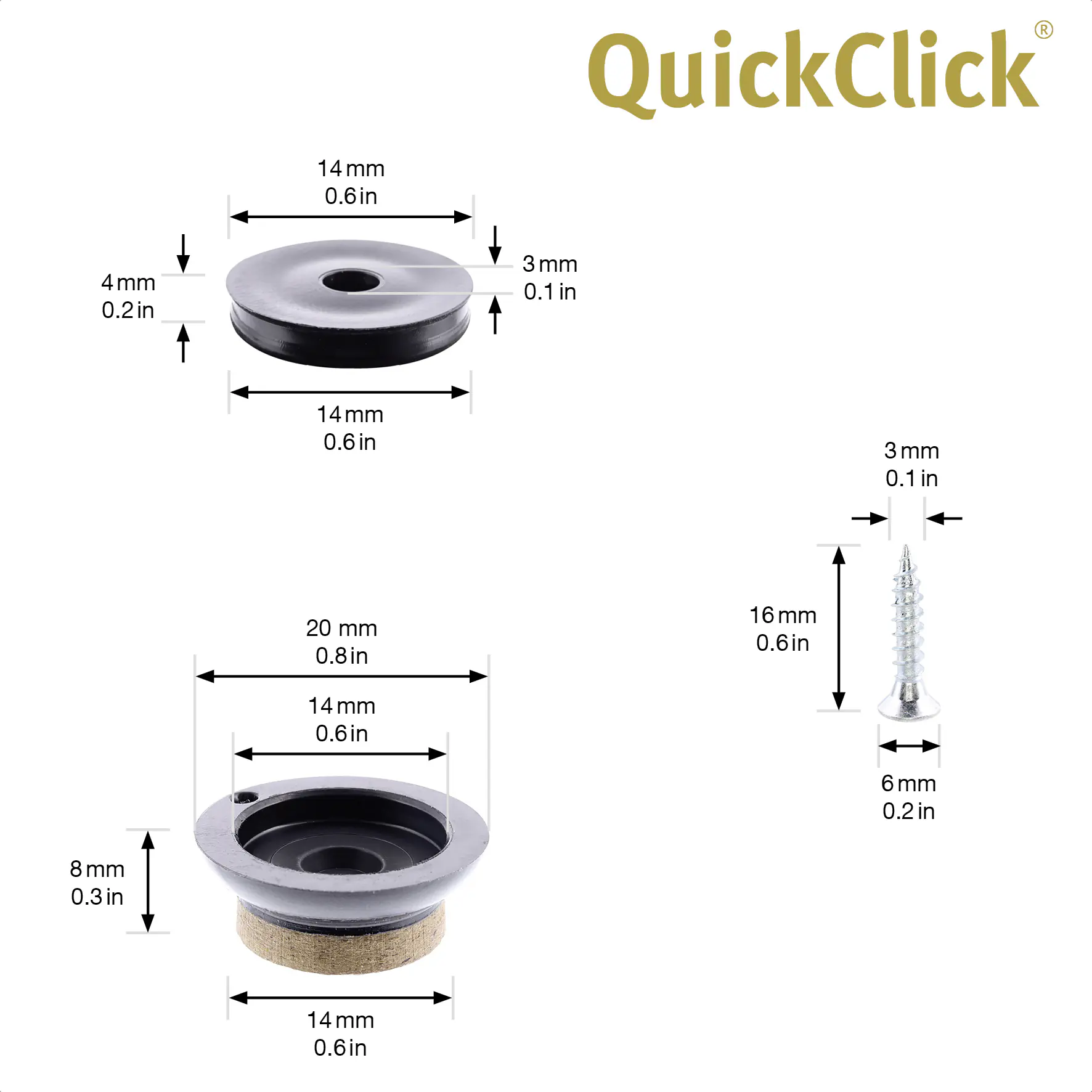 Wagner Möbelgleiter zum Anschrauben Syno braun schwarz Ø 20 mm - 4 Stück  Wagner Möbelgleiter zum Anschrauben Syno braun schwarz Ø 20 mm - 4 Stück
