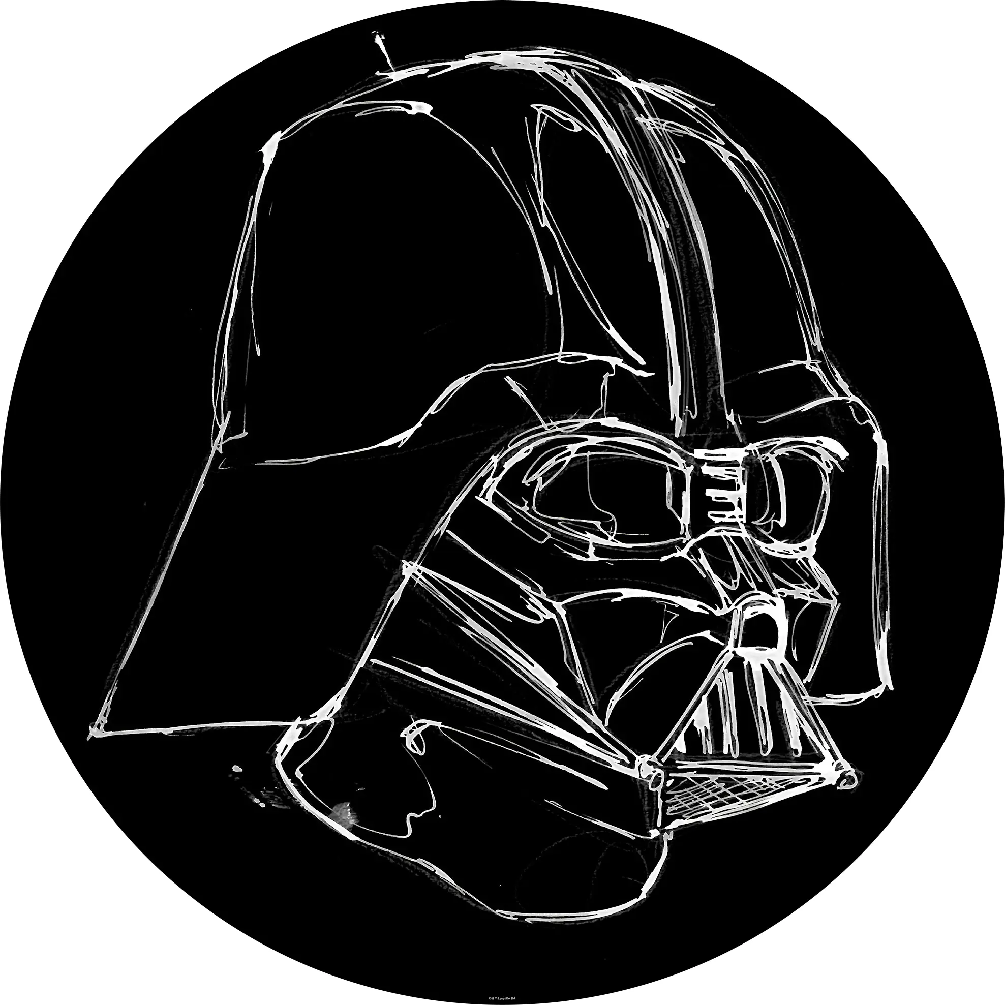 Komar Vlies Fototapete Dot Star Wars Ink Vader Ø 128 cm, selbstklebend