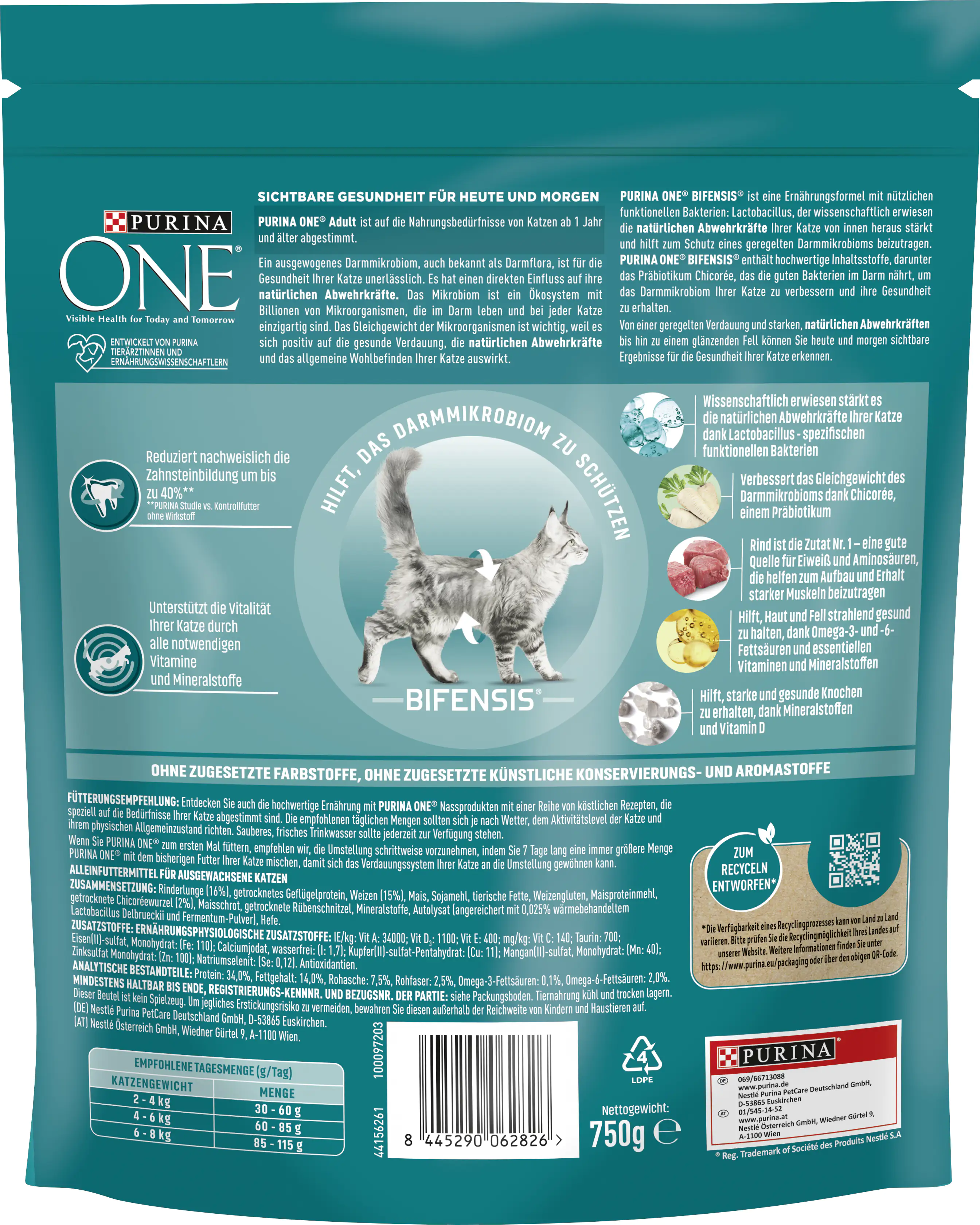 Purina ONE Adult reich an Rind und Vollkorn-Getreide 750 g