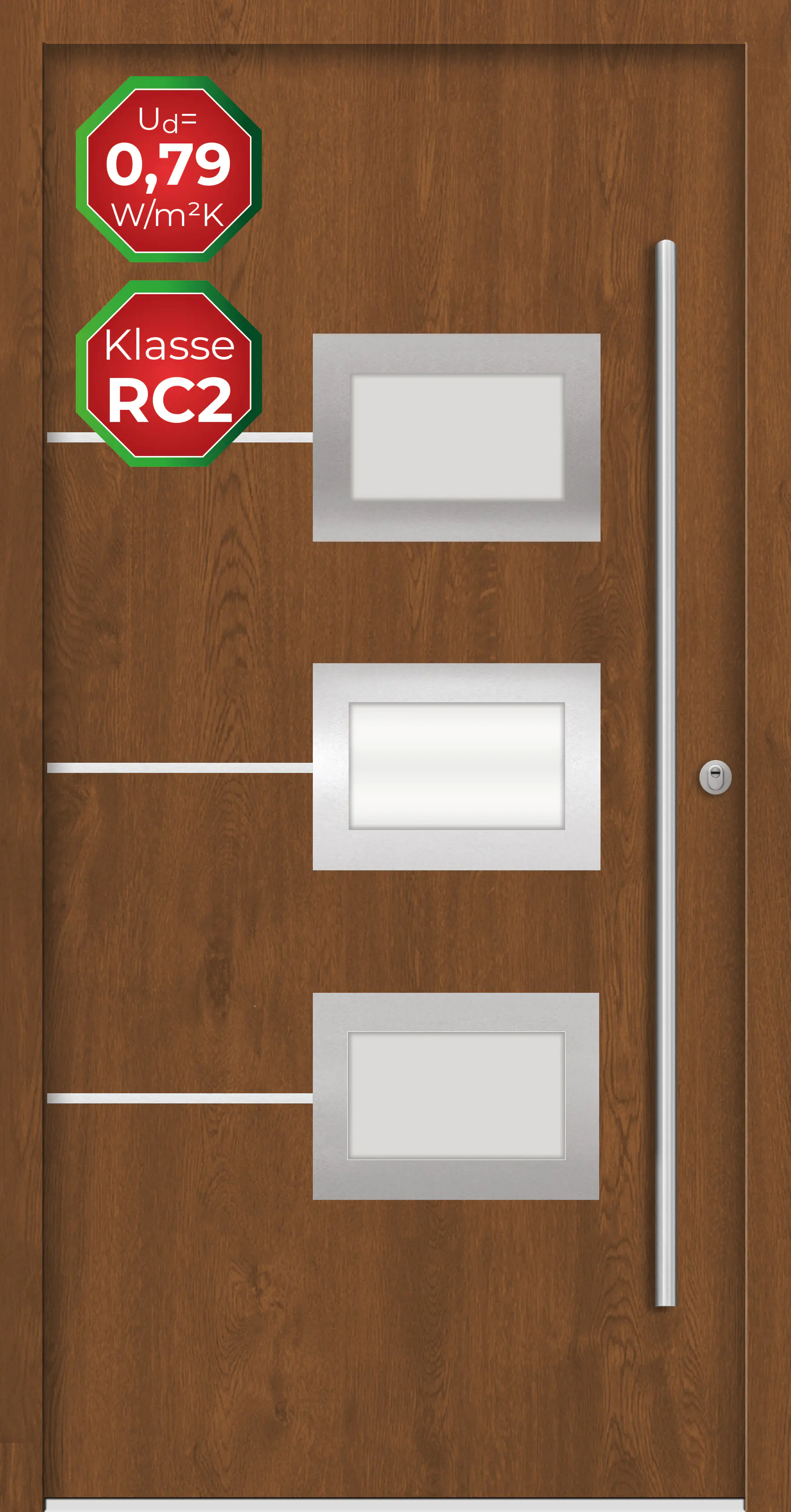 Splendoor Haustür Passivedoor Premium B03 RC2 Golden Oak DIN Rechts 110 x 210 cm