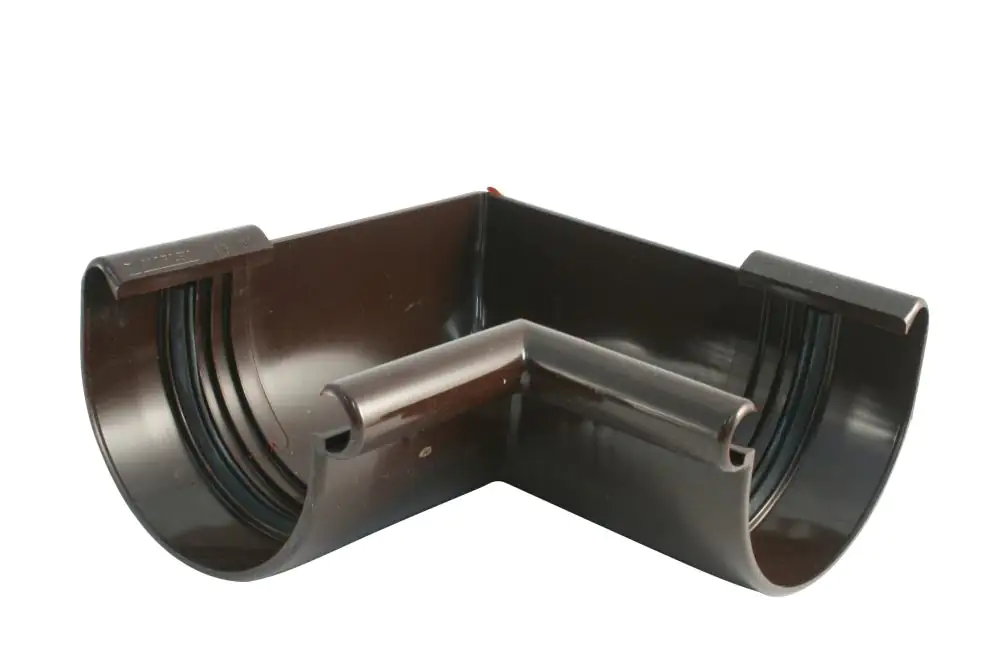 Marley Rinnenwinkel NW 125 mm, Innenecke, 90°, halbrund, braun Marley Rinnenwinkel NW 125 mm, Innenecke, 90°, halbrund, braun