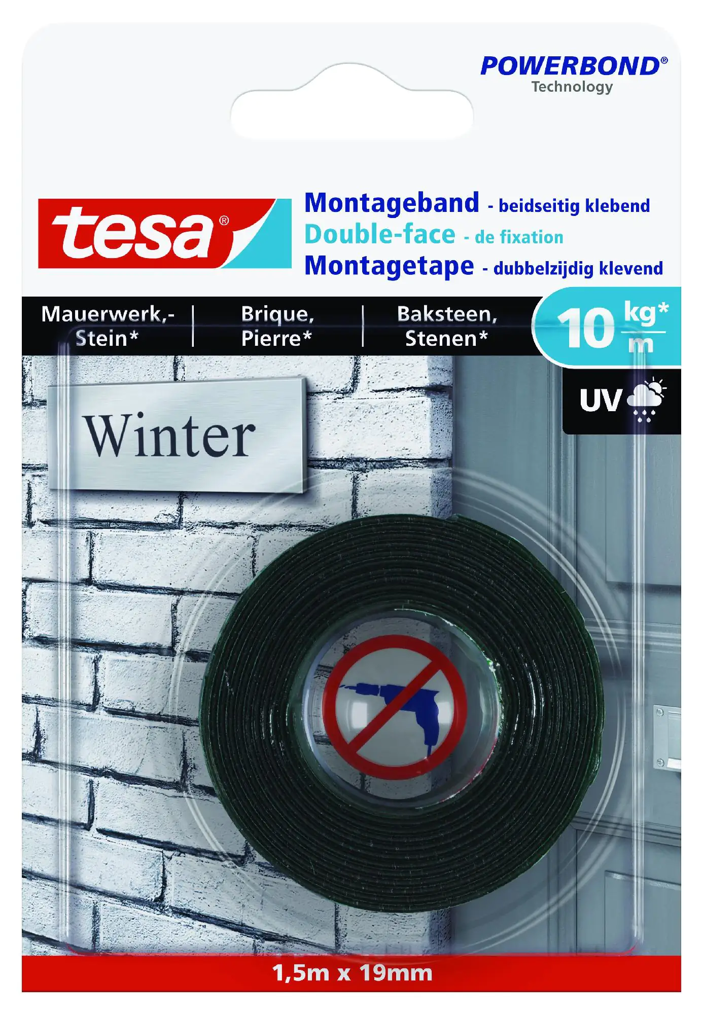tesa Montageband 1,5 m x 19 mm, weiß