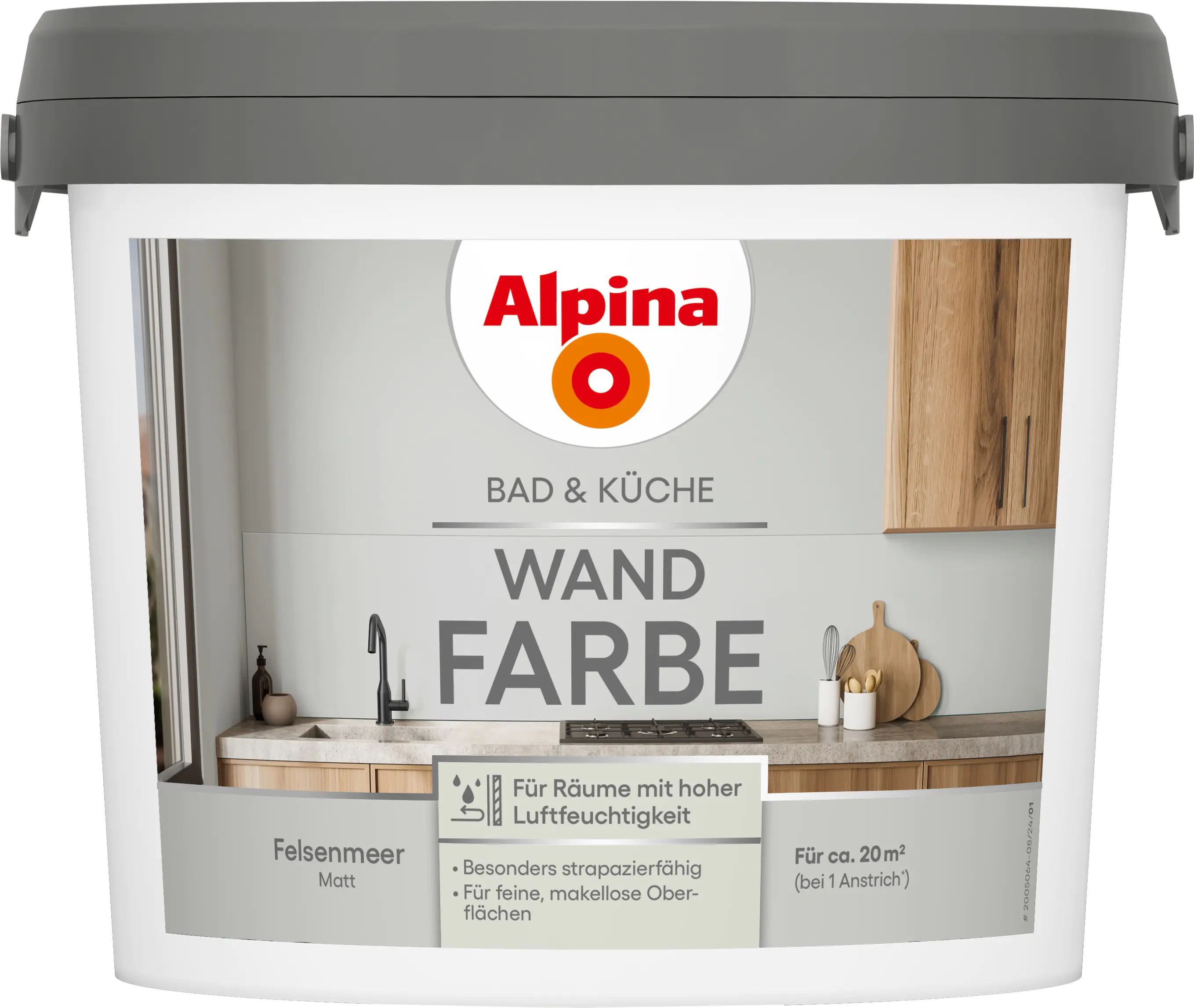 Alpina Wandfarbe für Küche & Badezimmer Felsenmeer 2,5 L