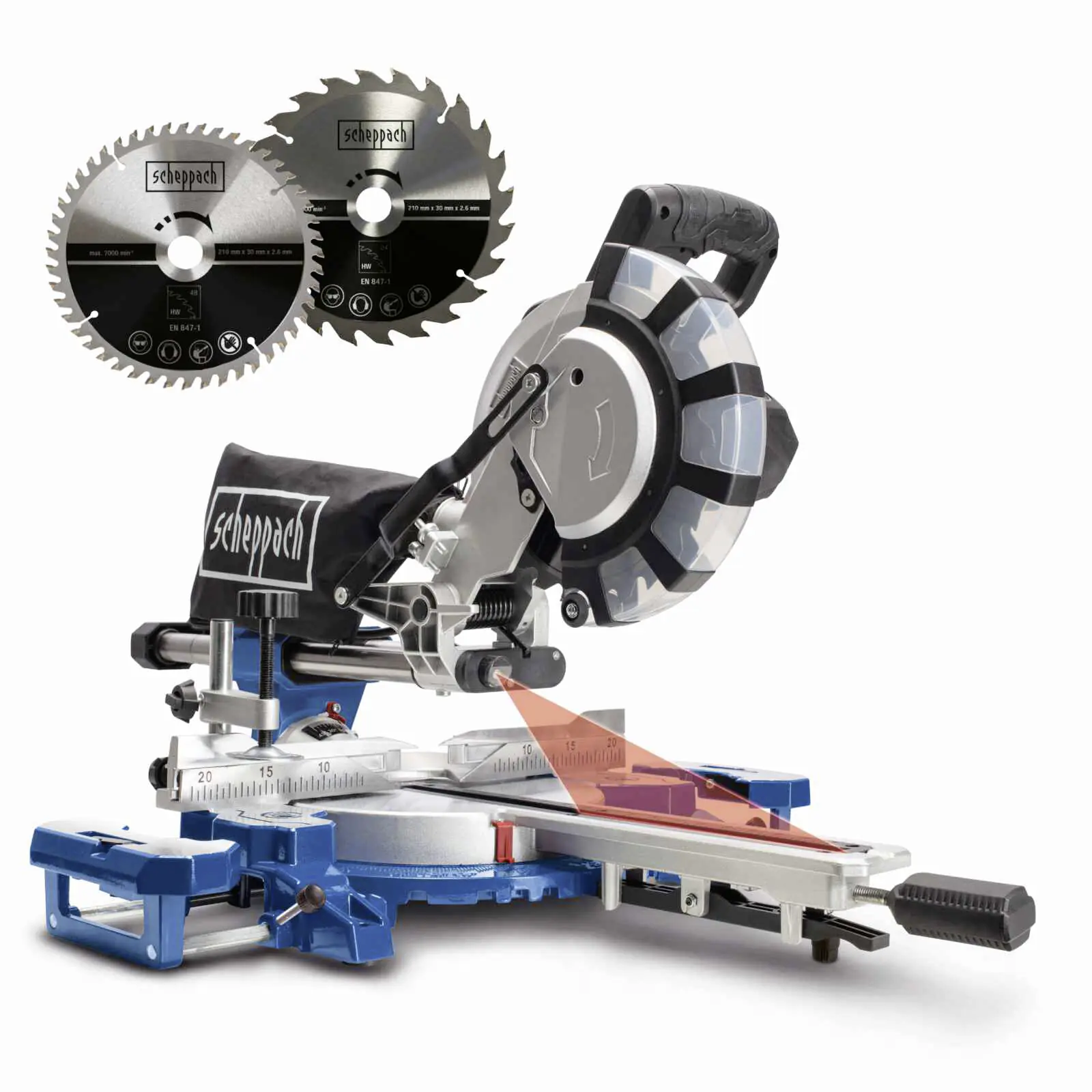Scheppach Kappzugsäge HM 216 SPX 2.000 W, Lasermarkierhilfe Scheppach Kappzugsäge HM 216 SPX 2.000 W, Lasermarkierhilfe