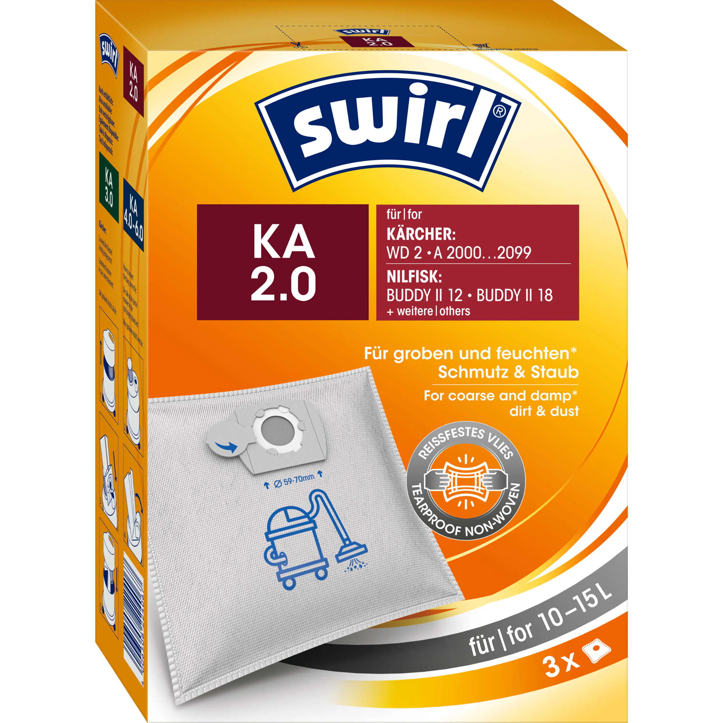 Swirl KÄ 2 Staubbeutel für Nass-Trockensauger, Kärcher/Nilfisk 3 Stück Swirl KÄ 2 Staubbeutel für Nass-Trockensauger, Kärcher/Nilfisk 3 Stück