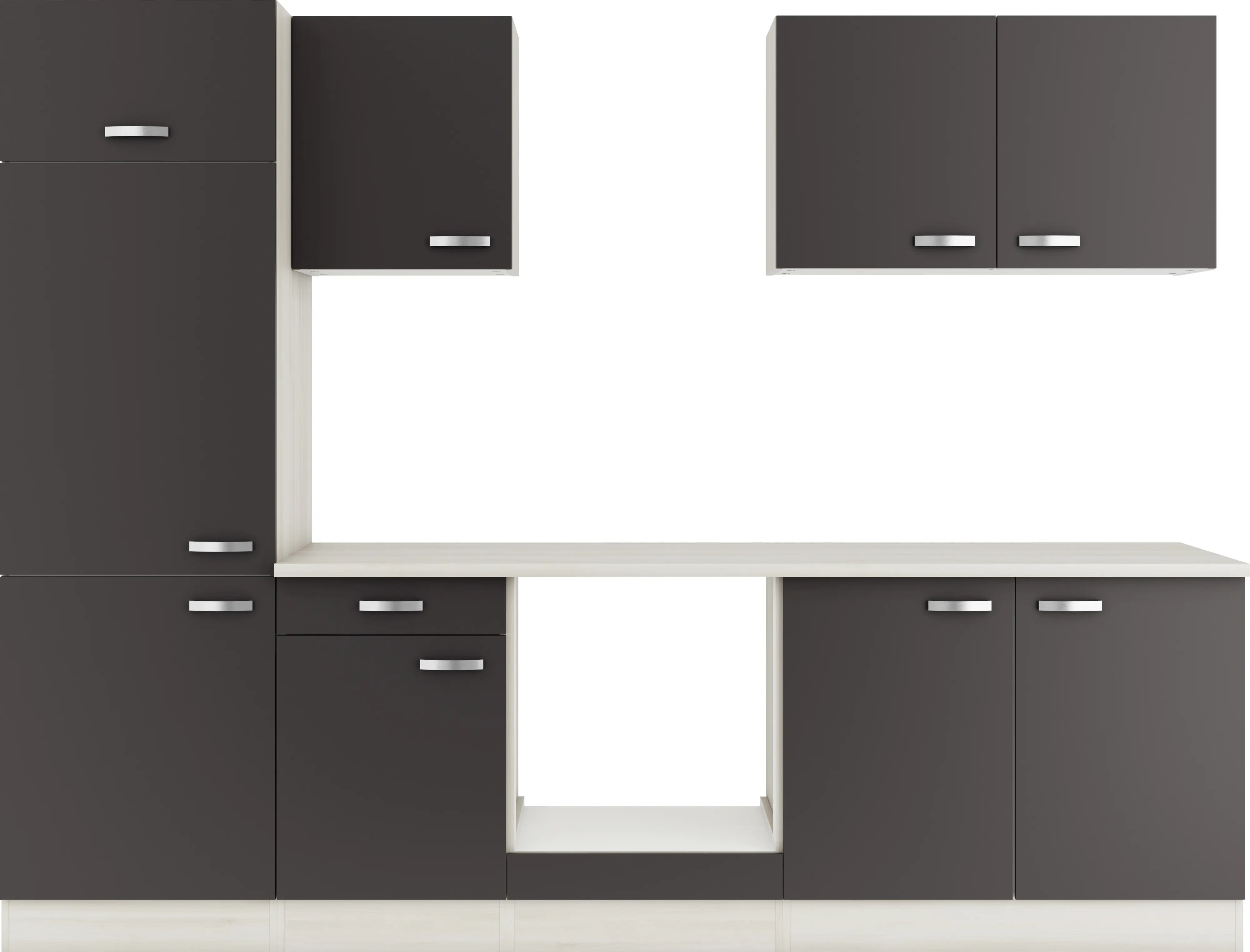 Optifit Küchenzeile Faro 220 ohne Geräte anthrazit 270 cm 