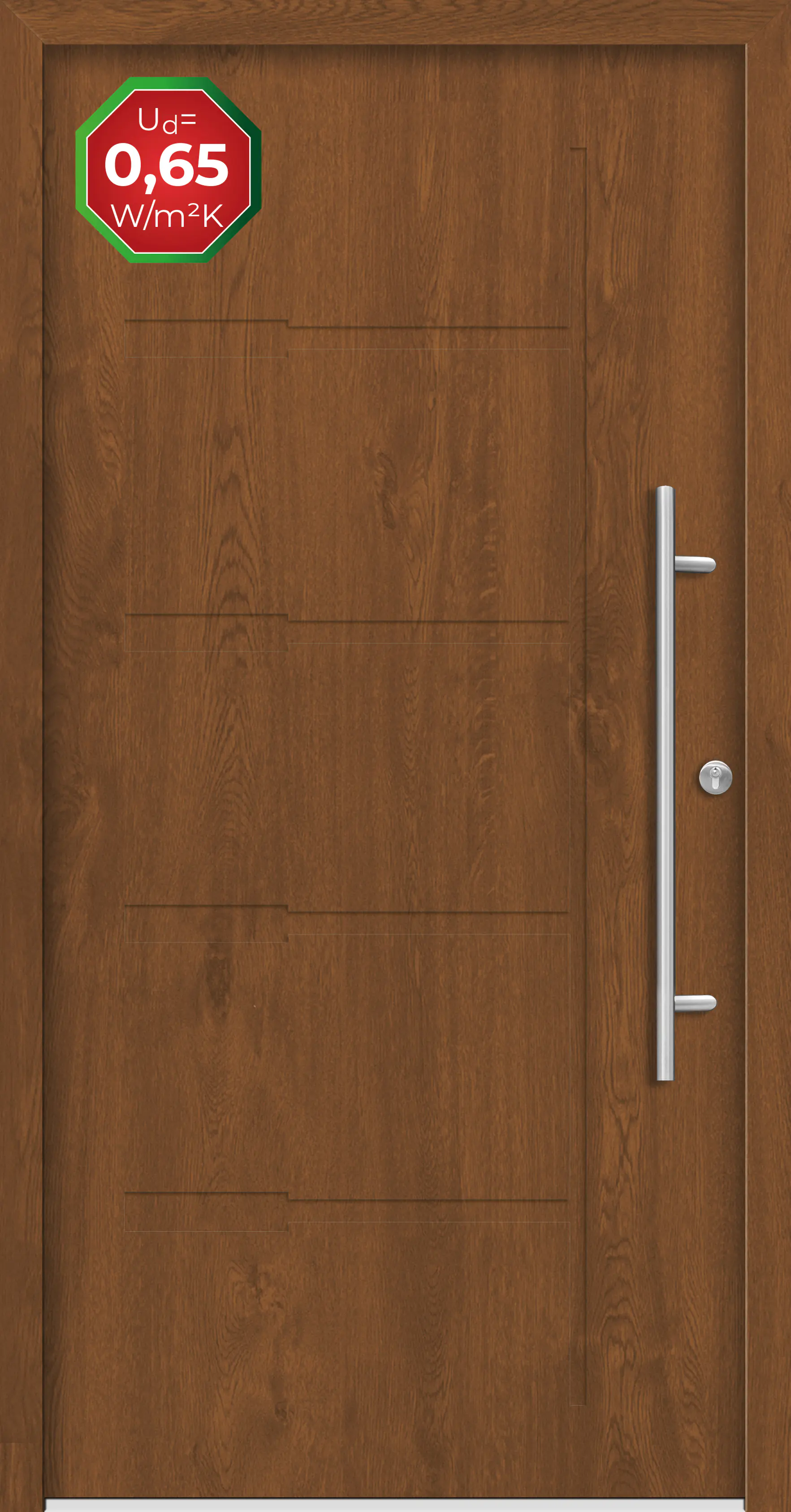 Splendoor Haustür Passivedoor Premium H1 Golden Oak DIN Rechts 110 x 210 cm