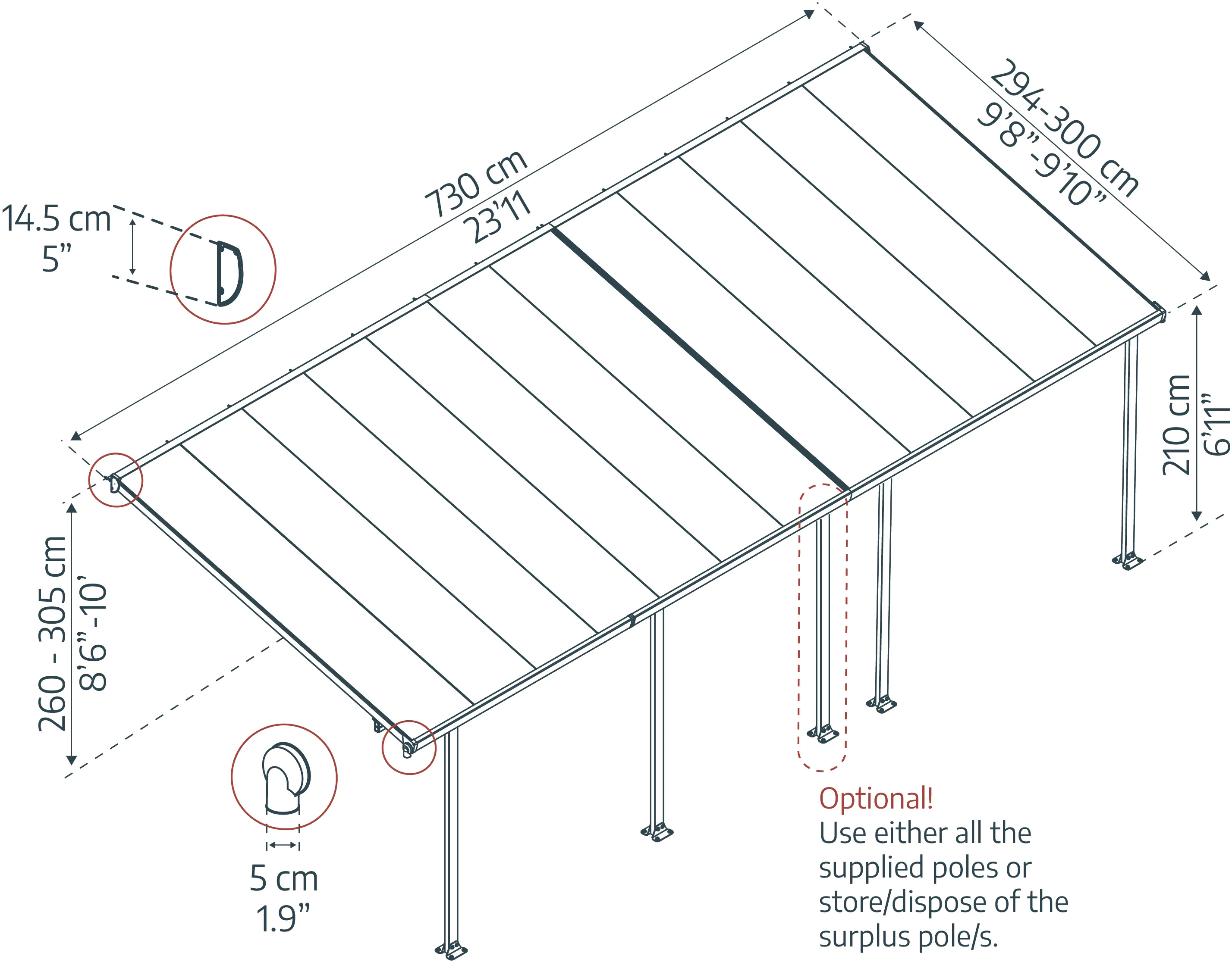 Canopia Terrassenüberdachung Feria 730 x 294 cm anthrazit Canopia Terrassenüberdachung Feria 730 x 294 cm anthrazit