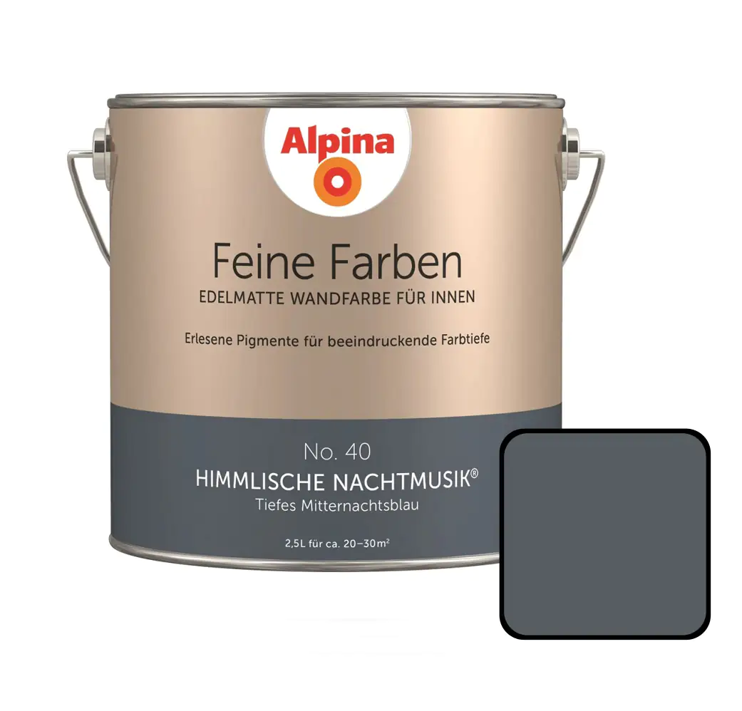 Alpina Feine Farben No. 40 Himmlische Nachtmusik 2,5 L tiefes mitternachtsblau edelmatt Alpina Feine Farben No. 40 Himmlische Nachtmusik 2,5 L tiefes mitternachtsblau edelmatt