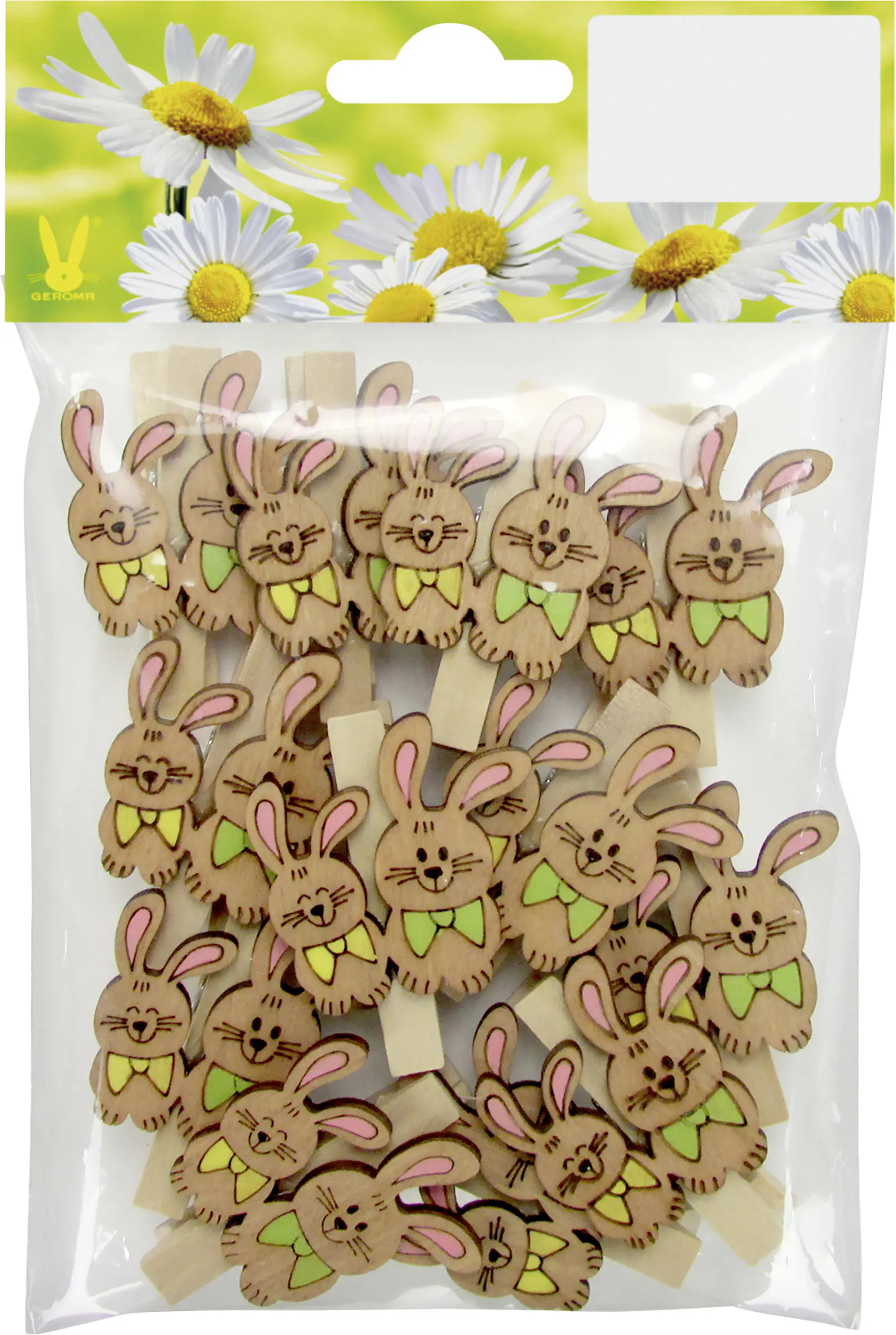 Holzclips Osterhase 4,5 x 3,5 cm natur bunt 12 Stück