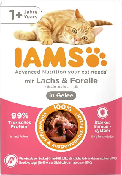 Iams Advanced Nutrition Katzennassfutter Adult 85 g Lachs & Forelle 