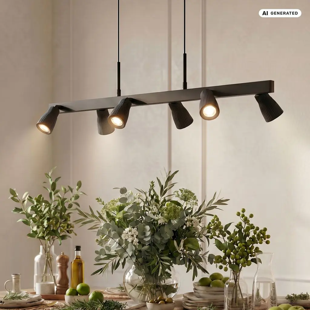 Briloner LED-Pendelleuchte RIFF 6-flammig 80,5 x 120 cm altweiß warmweiß