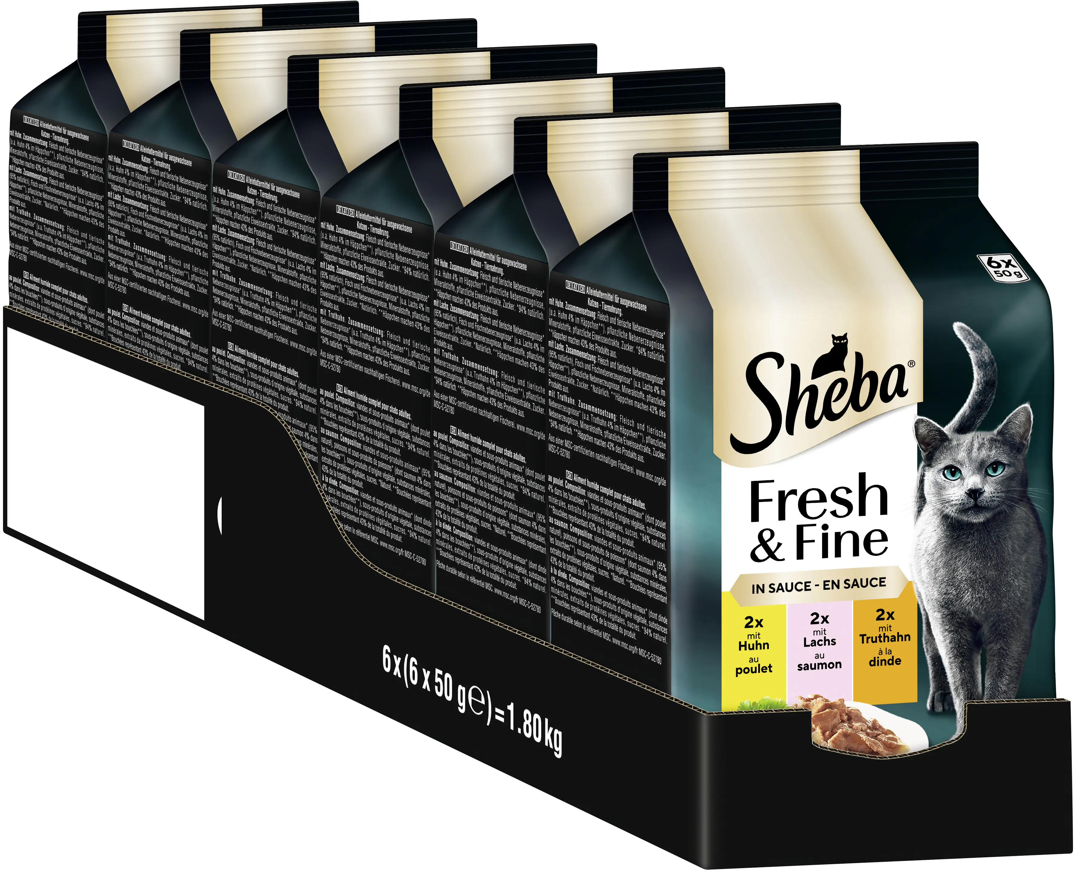 Sheba Fresh & Fine Katzennassfutter Adult 6 x 50 g Huhn & Lachs