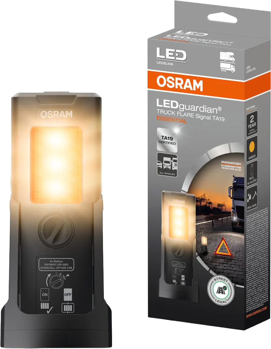 OSRAM LED-Warnlicht guardian Truck Flare Signal TA19 Essential schwarz