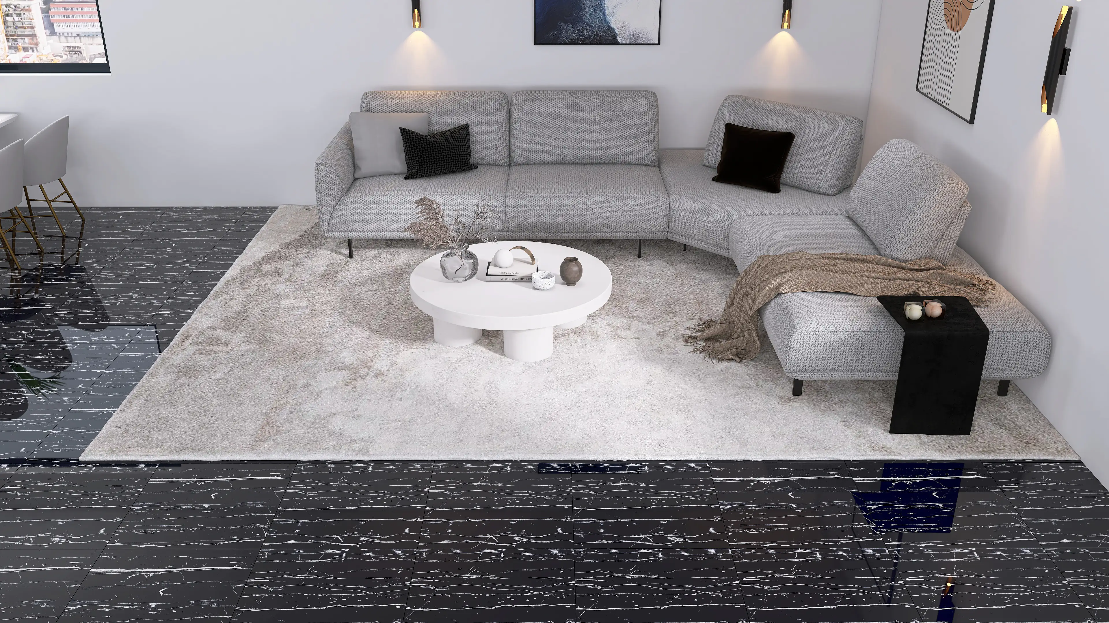 Bodenfliese Feinsteinzeug Prothro Black 60 x 60 cm schwarz Bodenfliese Feinsteinzeug Prothro Black 60 x 60 cm schwarz