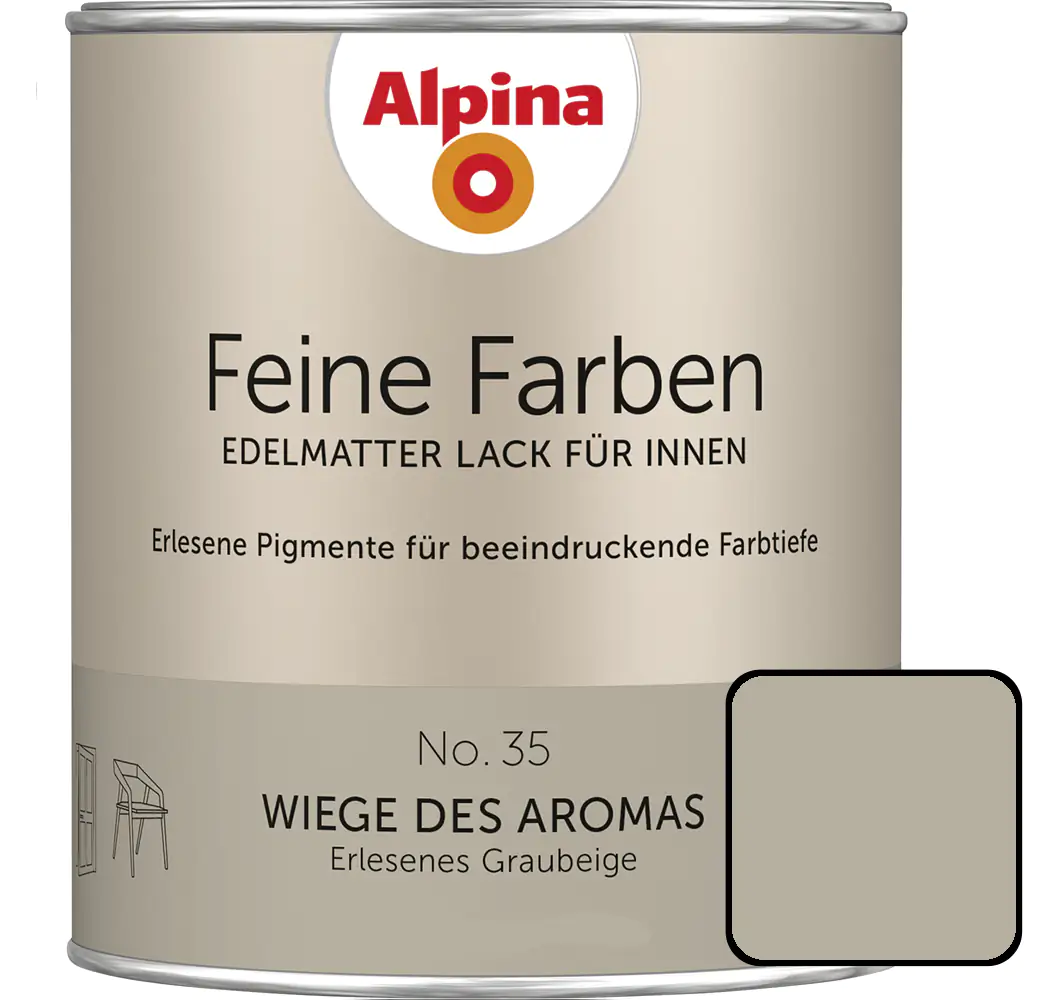 Alpina Feine Farben Lack No. 35 Wiege des Aromas  graubeige edelmatt 750 ml Alpina Feine Farben Lack No. 35 Wiege des Aromas  graubeige edelmatt 750 ml