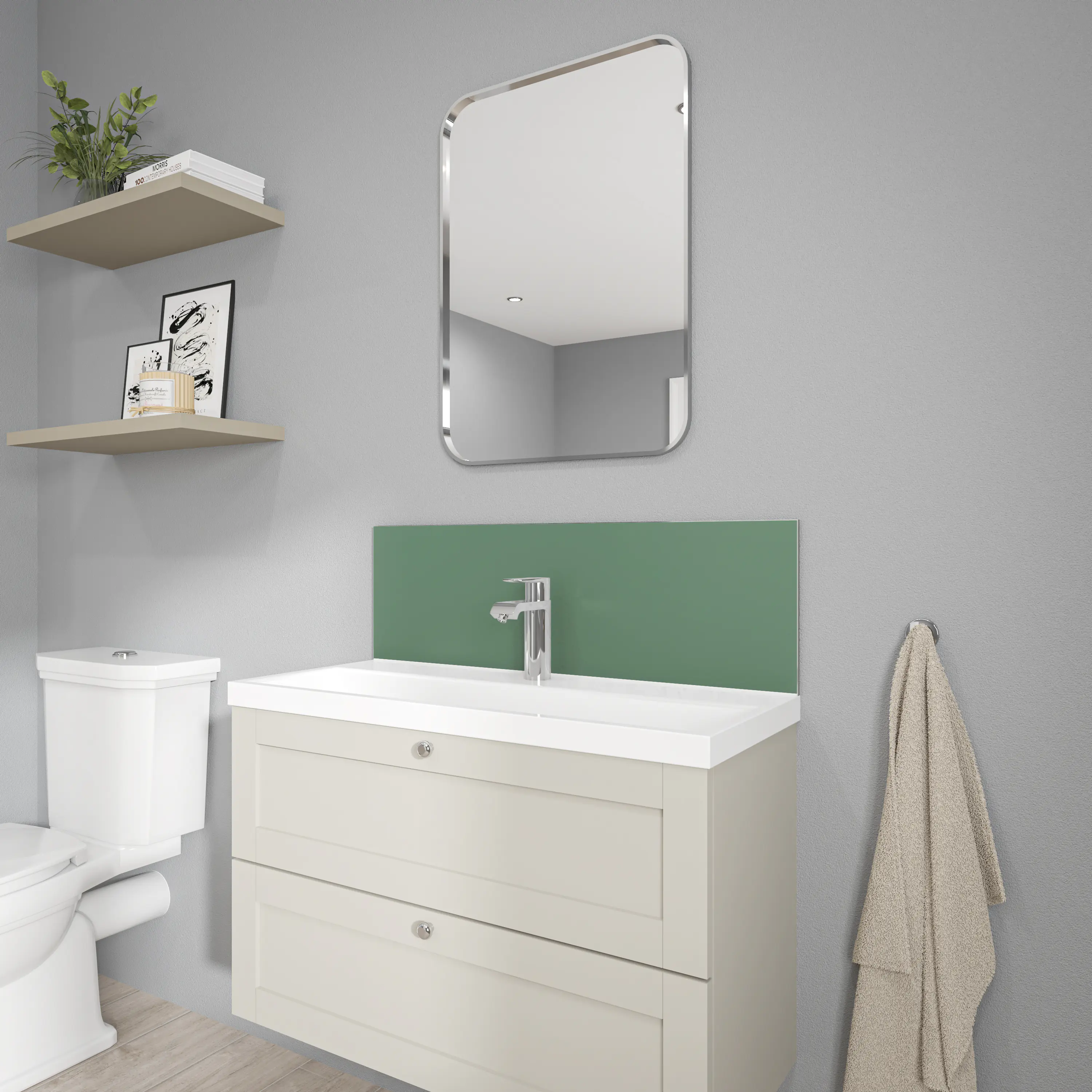 Wetwall Alloy Spritzschutzwand 80 x 25 cm Seafoam Green/Battleship Grey