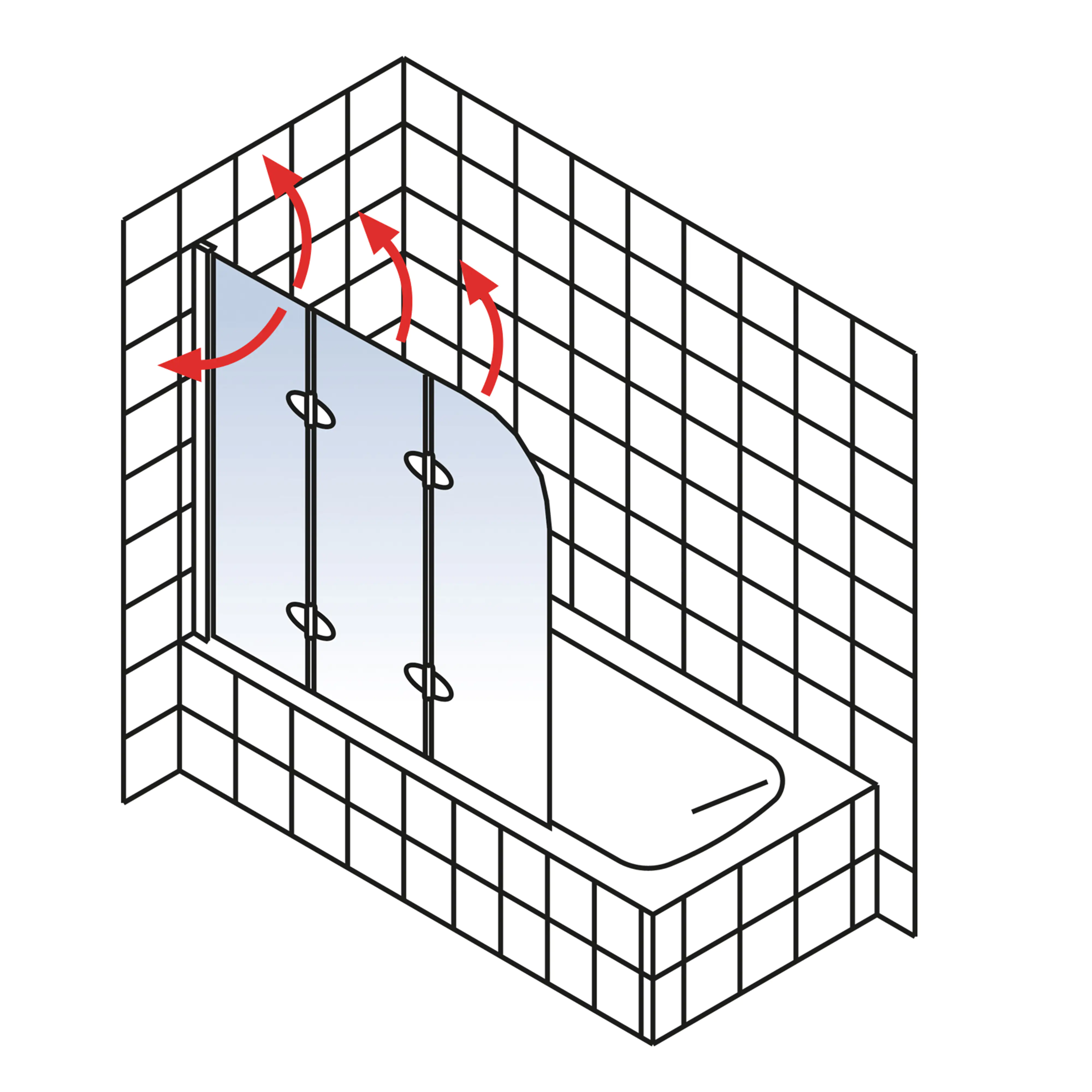Schulte Badewannenaufsatz D3354 3-tlg. 125 x 140 cm
