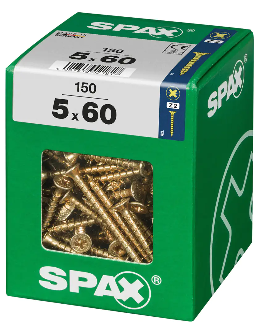 Spax Universalschrauben 5.0 x 60 mm PZ 2 - 150 Stk. Spax Universalschrauben 5.0 x 60 mm PZ 2 - 150 Stk.