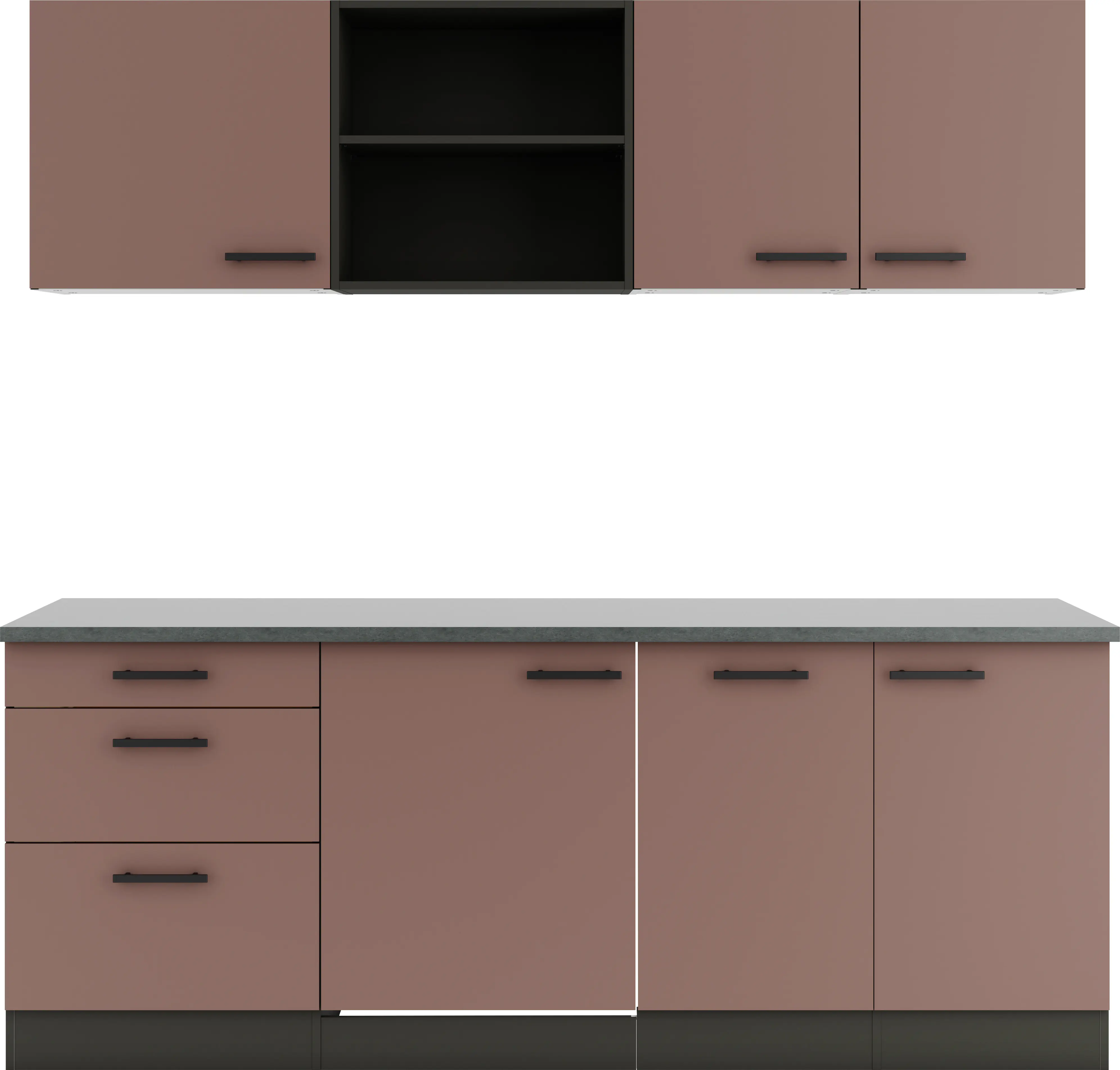 Optifit Küchenzeile Nizza 407 ohne Geräte rostrot 210 cm 