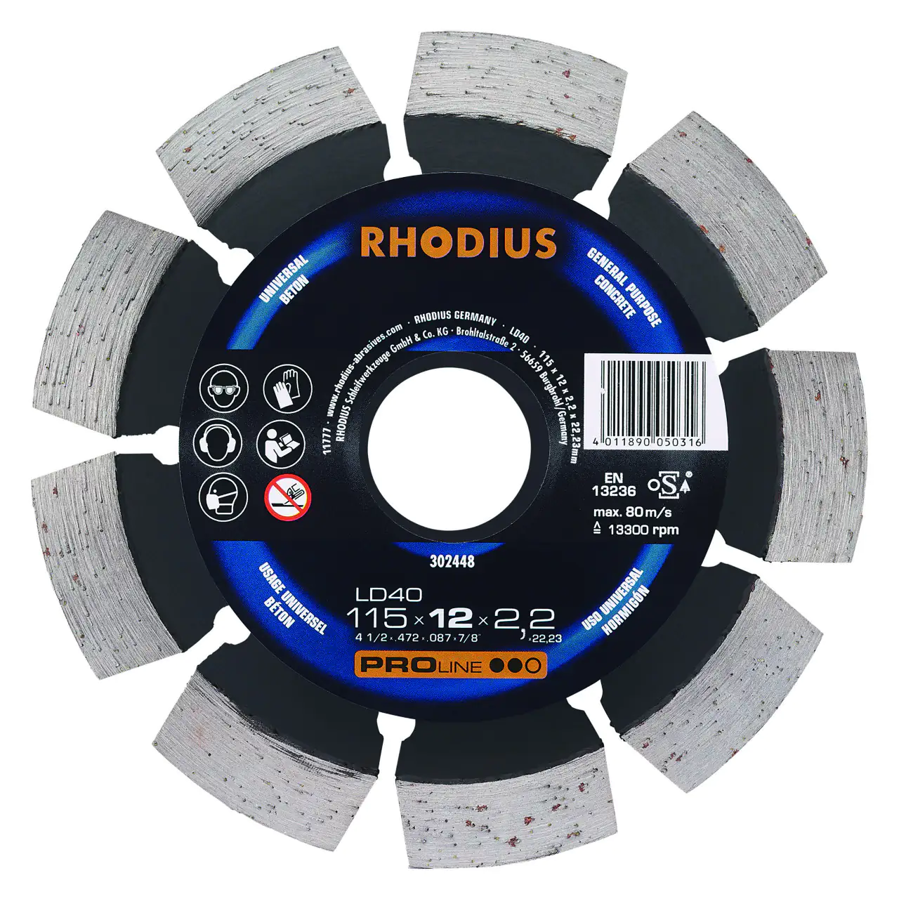 Rhodius Diamanttrennscheibe LD40 Stein Ø 115 mm Bohrung 22,23 mm
