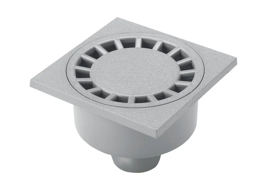 Rug Self Haus- und Hofablauf Kunststoff DN/OD50 senkrecht 15 x 15 cm grau