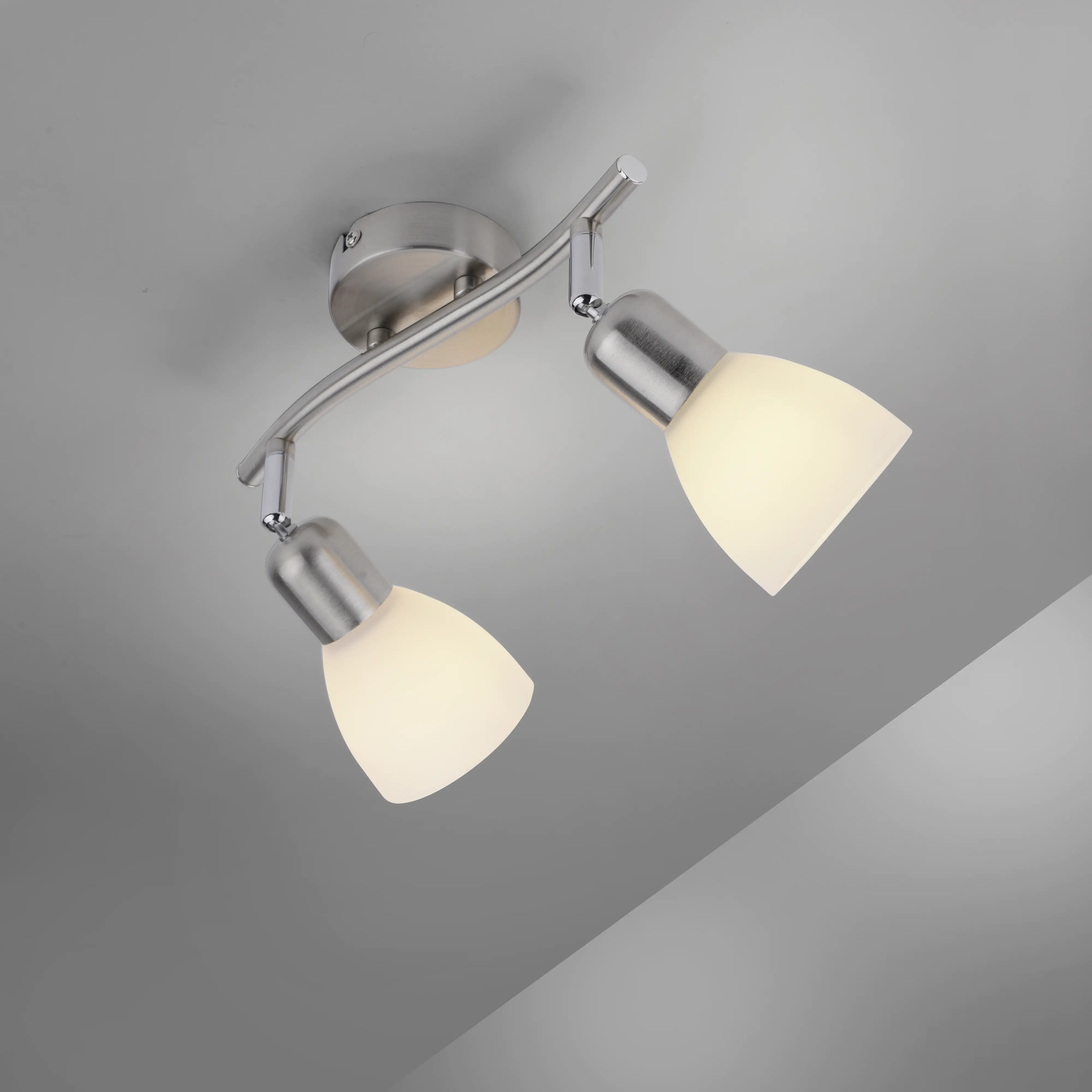 4043689977085_2656111 Leuchten Direkt 2er Spot Karo stahl-weiß 44,8 x 22 cm E14, max. 40 W