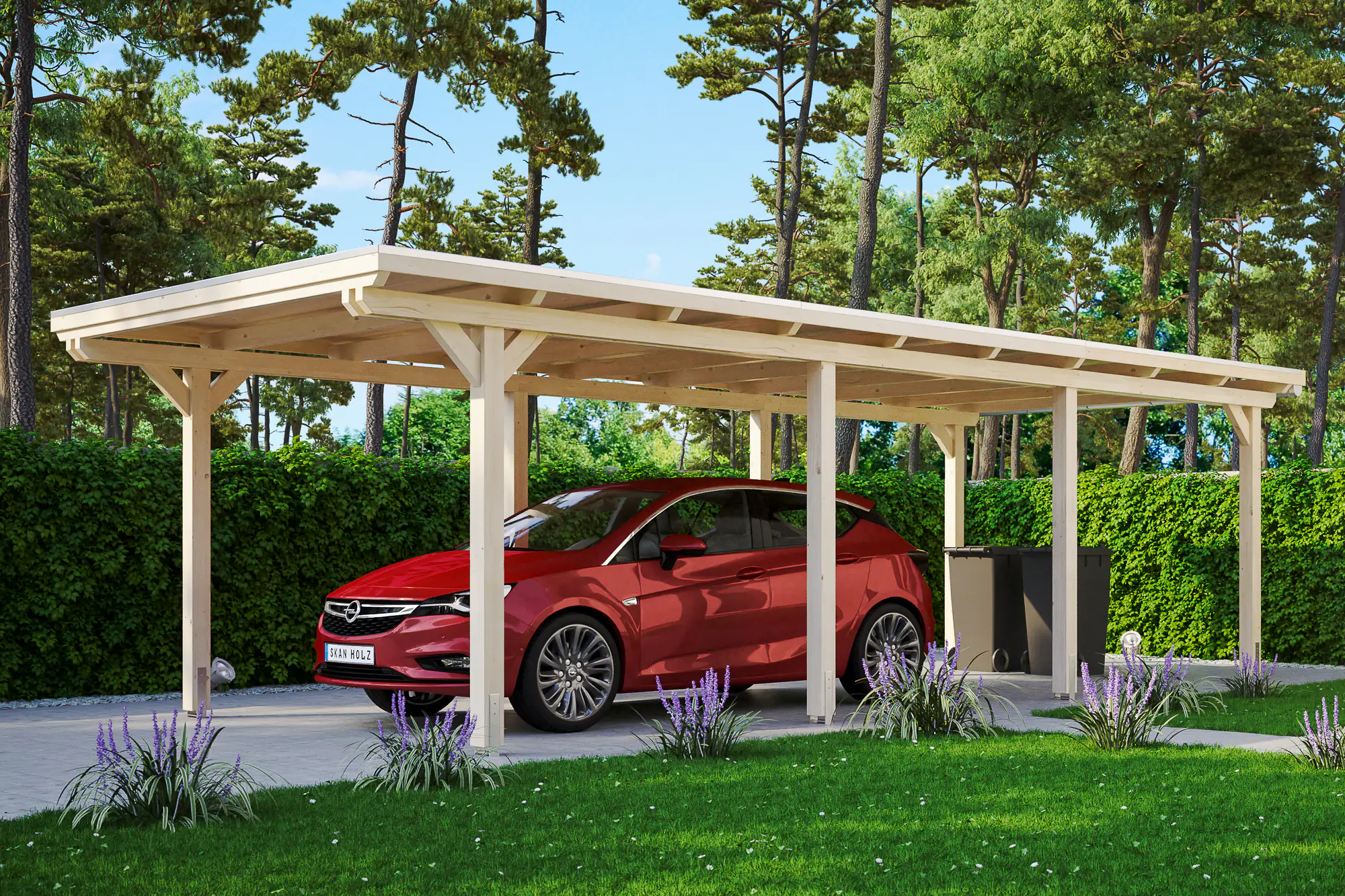 4018211022724 SKAN HOLZ Carport Emsland 354 x 846 cm mit EPDM-Dach, natur