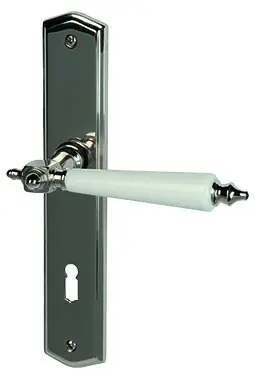 Alpertec Türgarnitur Langschild Odin BB Edelstahl poliert Griff weiß 23 x 4,5 cm