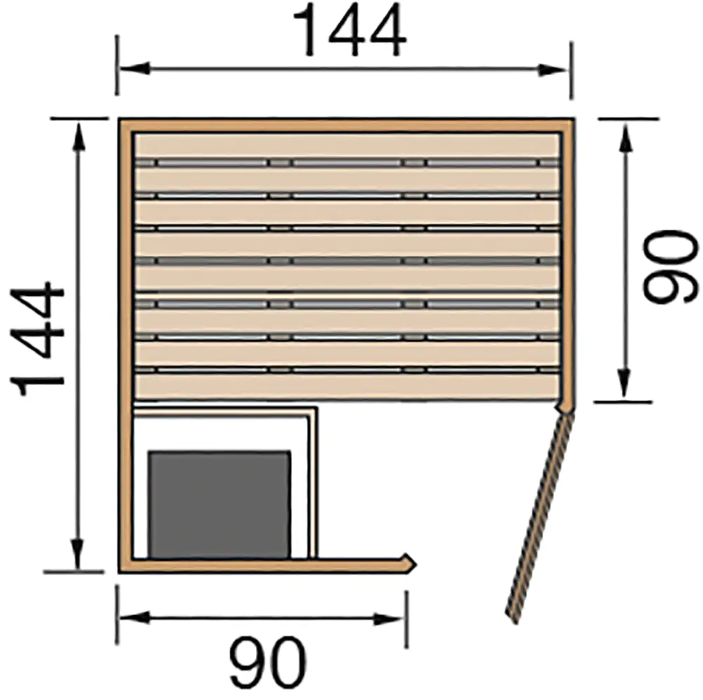 4004581456016_1 Weka Element-Ecksauna Kiruna 1 mit Glastür und Kompakt-Saunaofen