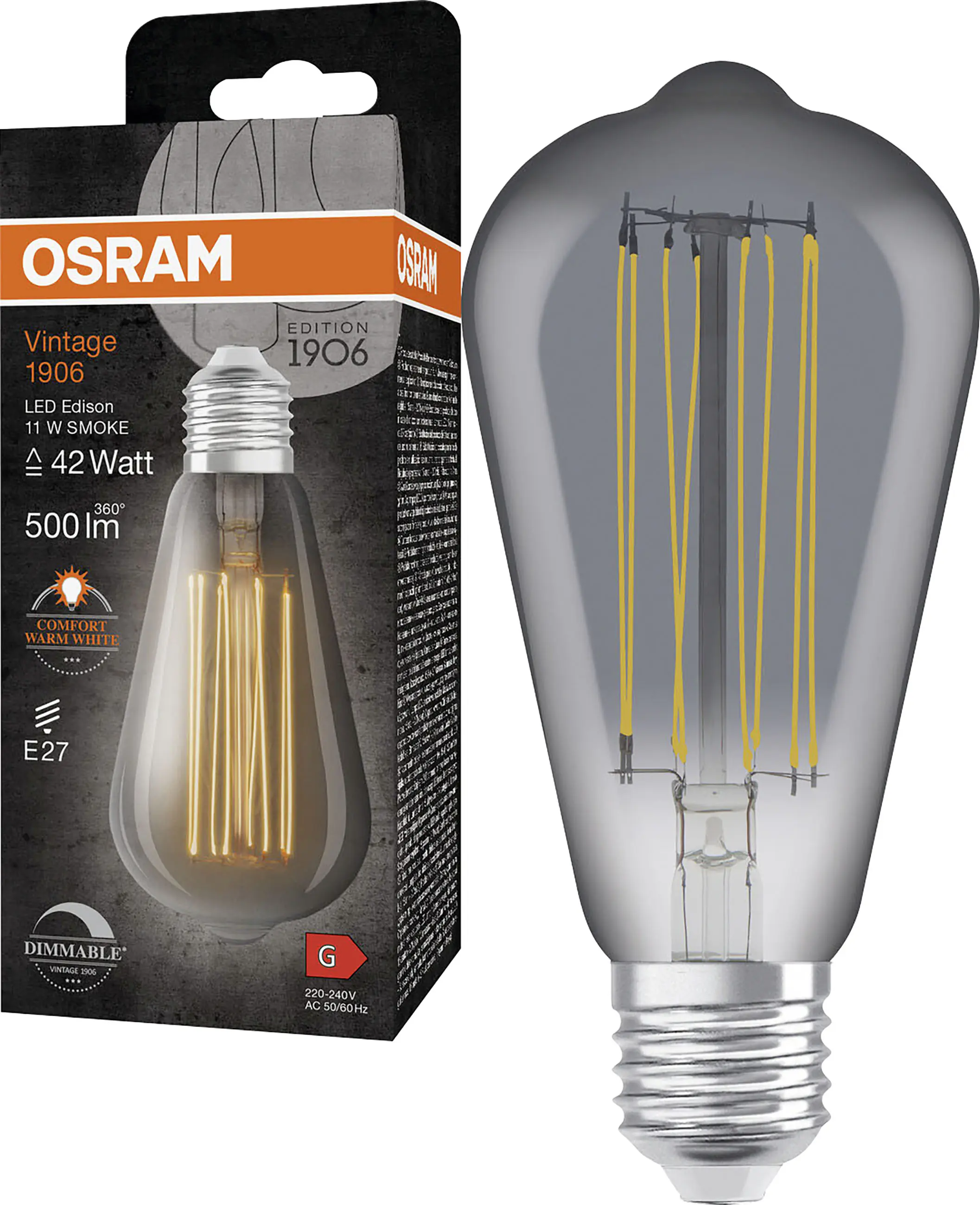 Osram LED Leuchtmittel Edison E27 11 W warmweiß rauch