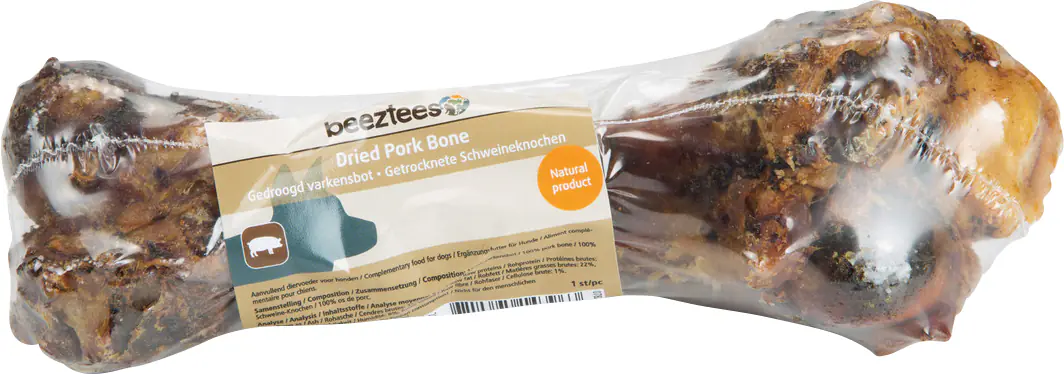 Beeztees Schweinknochen getrocknet in Folie Länge 20 cm