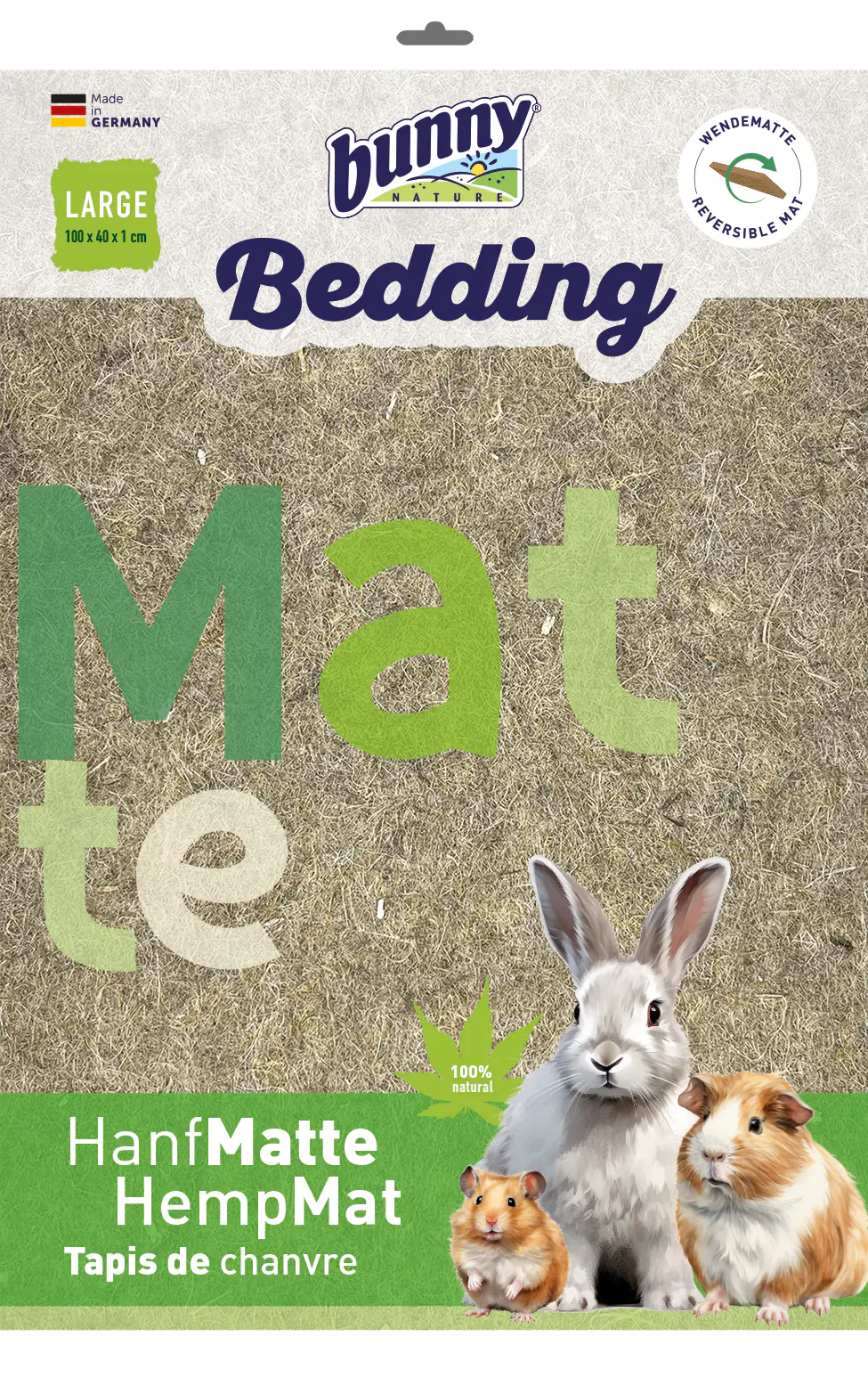 Bunny Nagereinstreu Hanf-Matte Large 100 x 40 cm