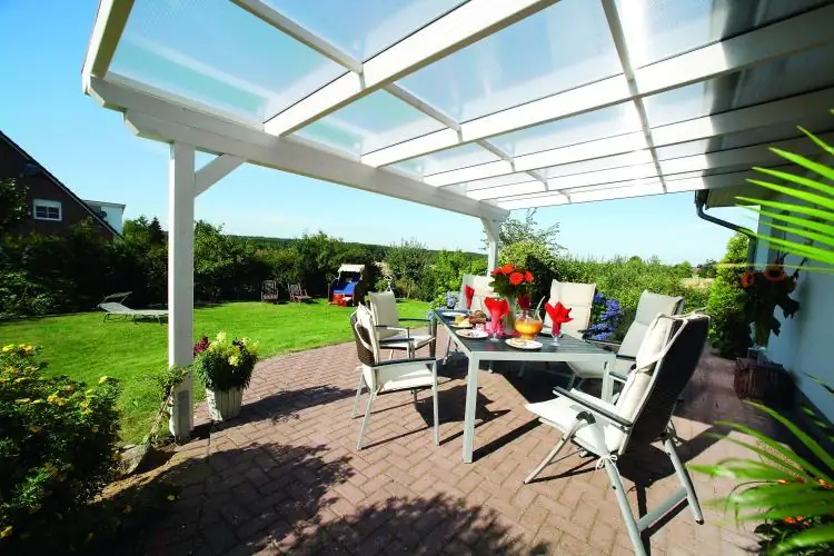 SKAN HOLZ Terrassenüberdachung Ancona 434 x 350 cm, Leimholz, natur