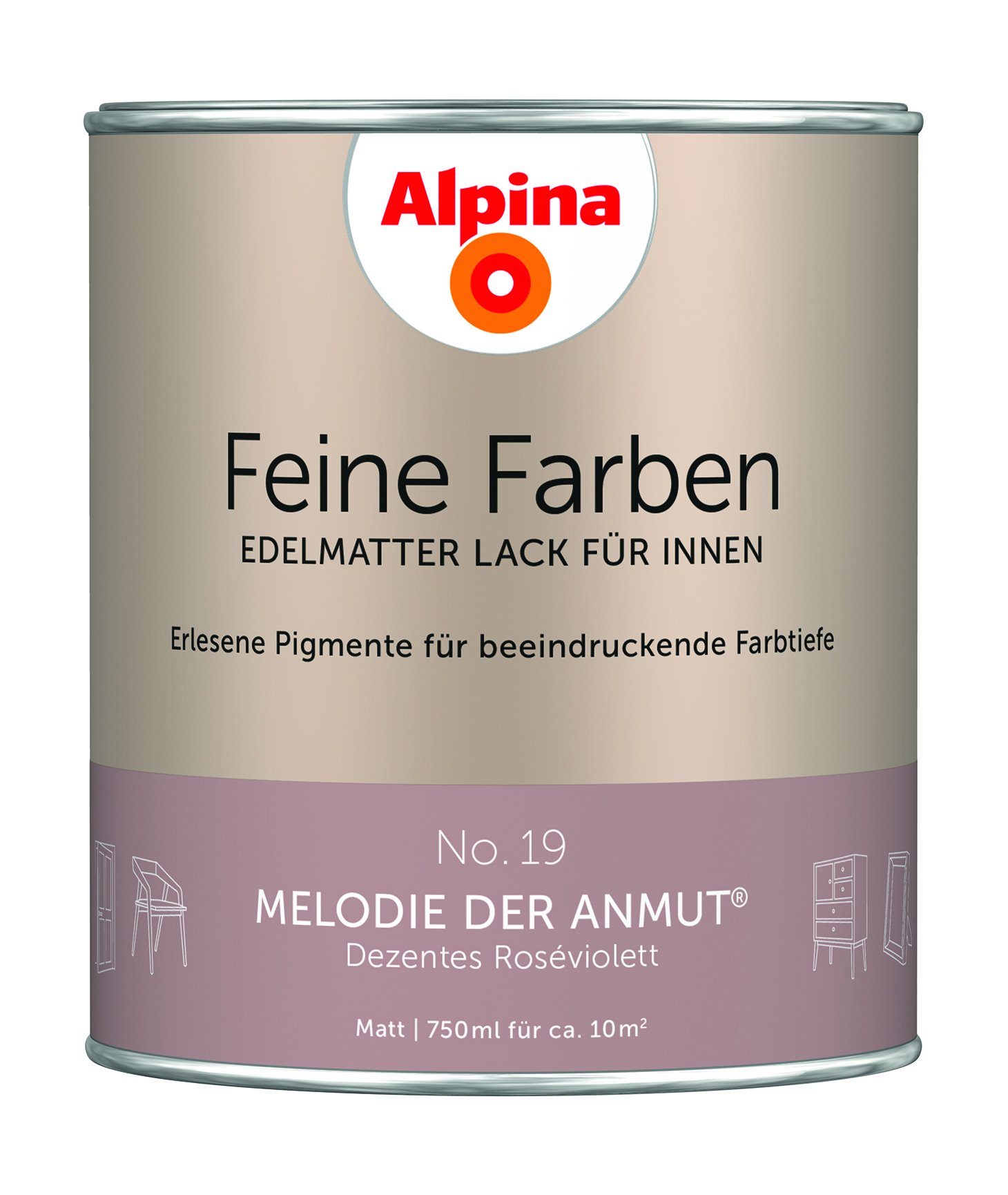 Alpina Feine Farben Lack No. 19 Melodie der Anmut - roséviolett 750 ml