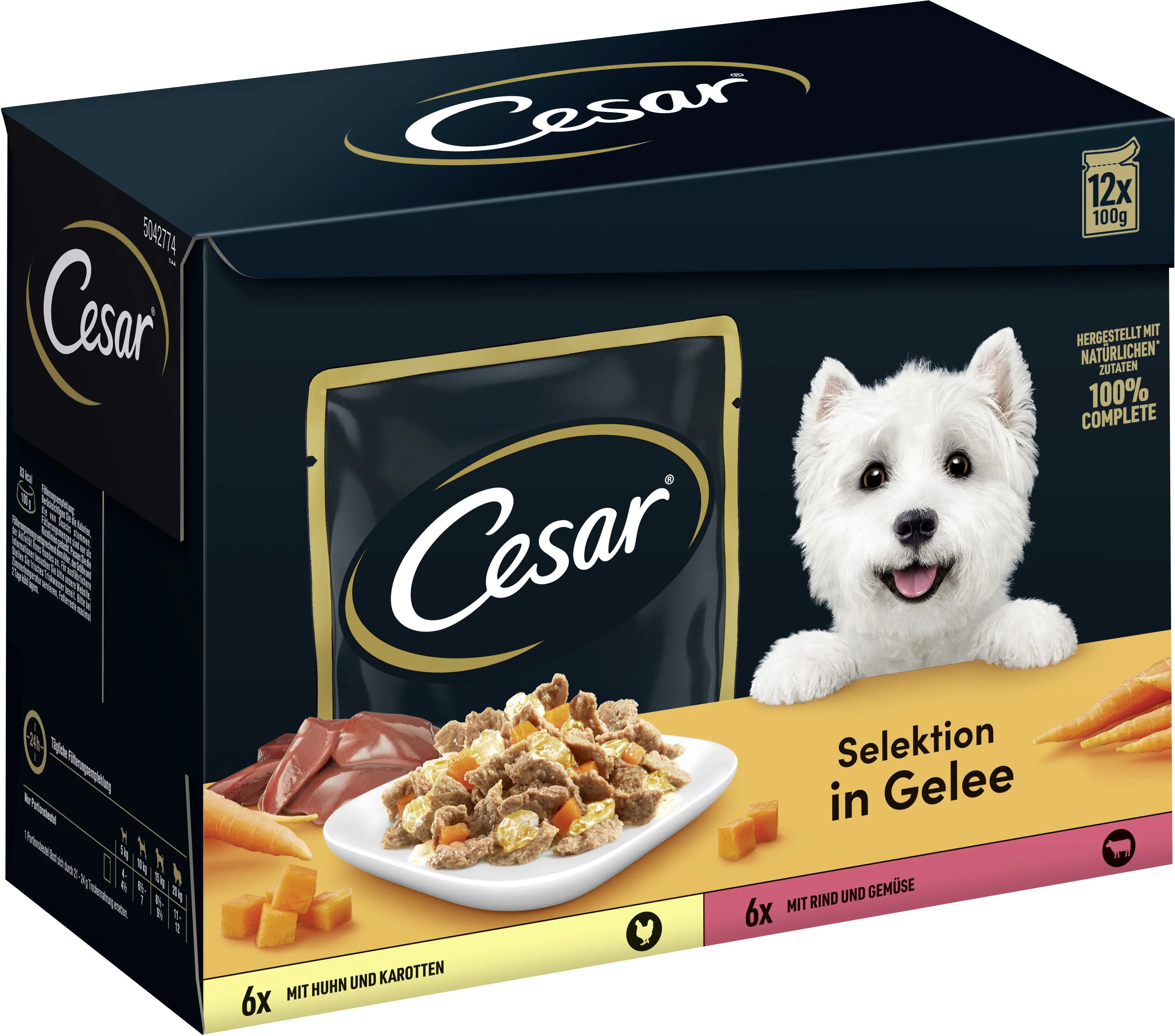 Cesar Hundenassfutter Selektion in Gelee Adult 12 x 100 g Huhn & Rind