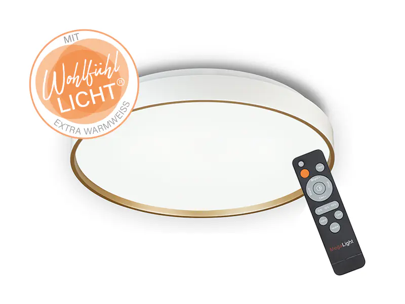 MegaLight LED-Deckenleuchte Shining Jupiter Ø38 cm Gold Backlight dimmbar