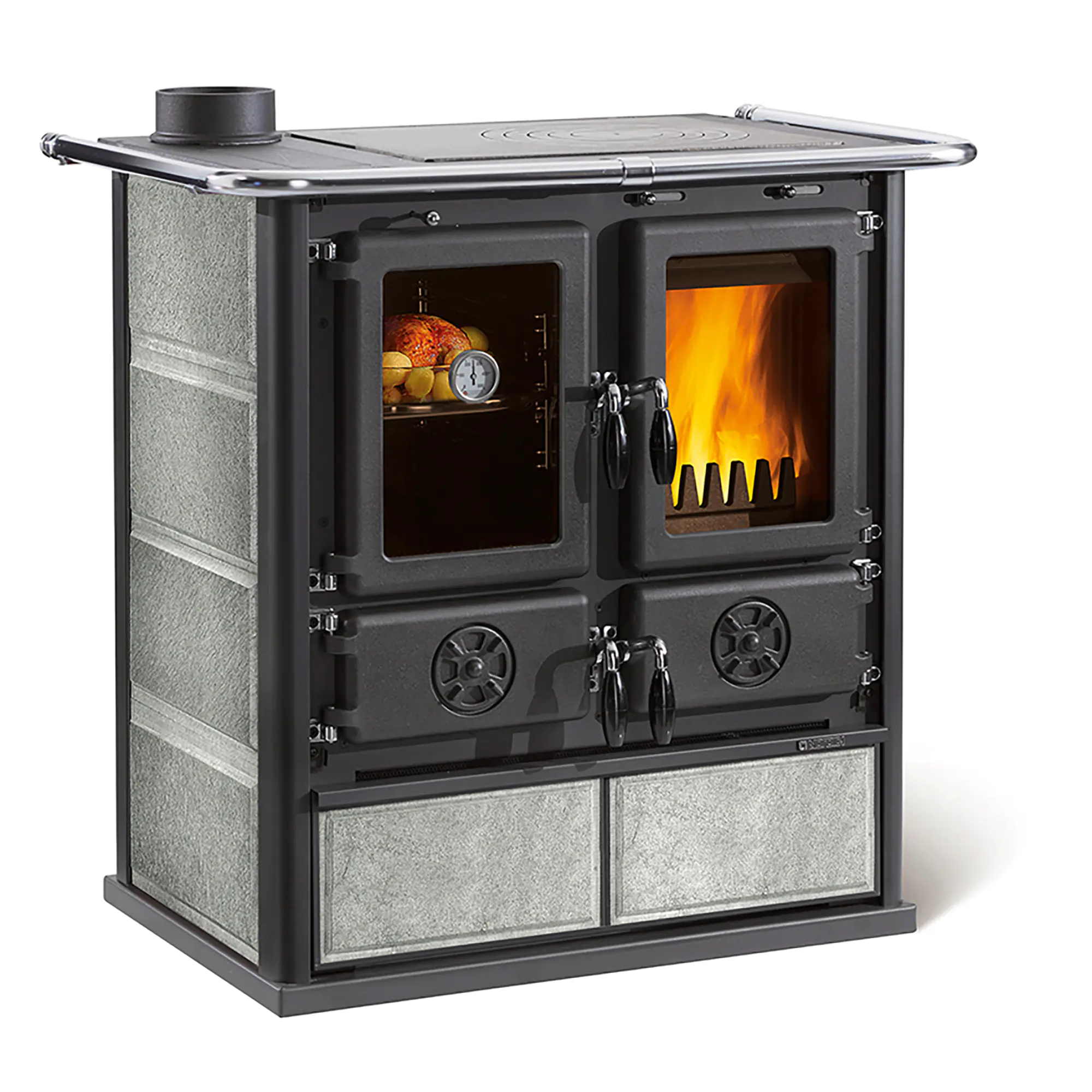 LaNordica Küchenherd ROSETTA Sinistra Natursteinverkleidung serpentino 72 kW