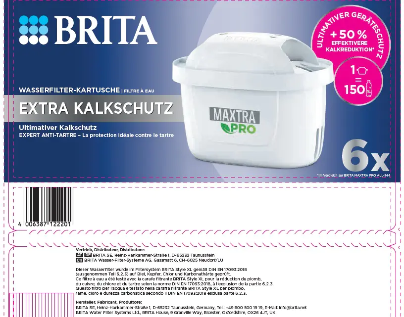 Brita Wasserfilterkartusche MAXTRA PRO EXTRA KALKSCHUTZ, 6er-Pack