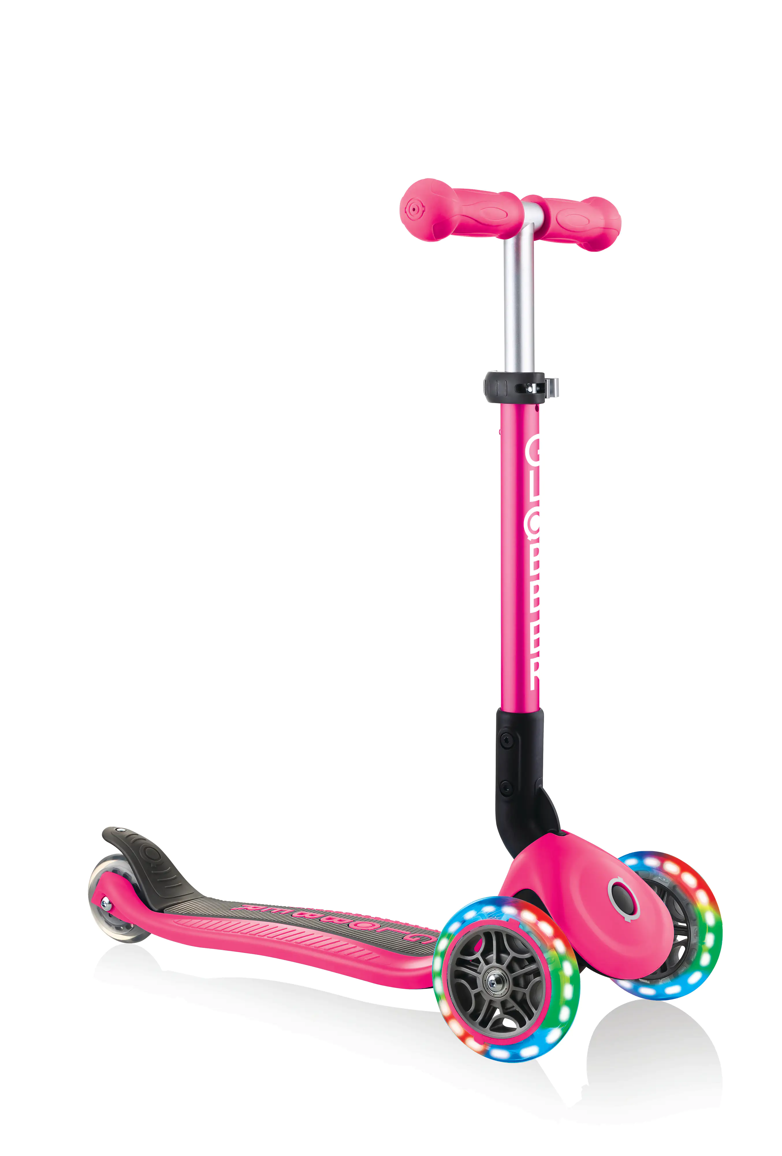 Globber Scooter Junior Foldable Lights fuchsia pink mit Leuchtrollen