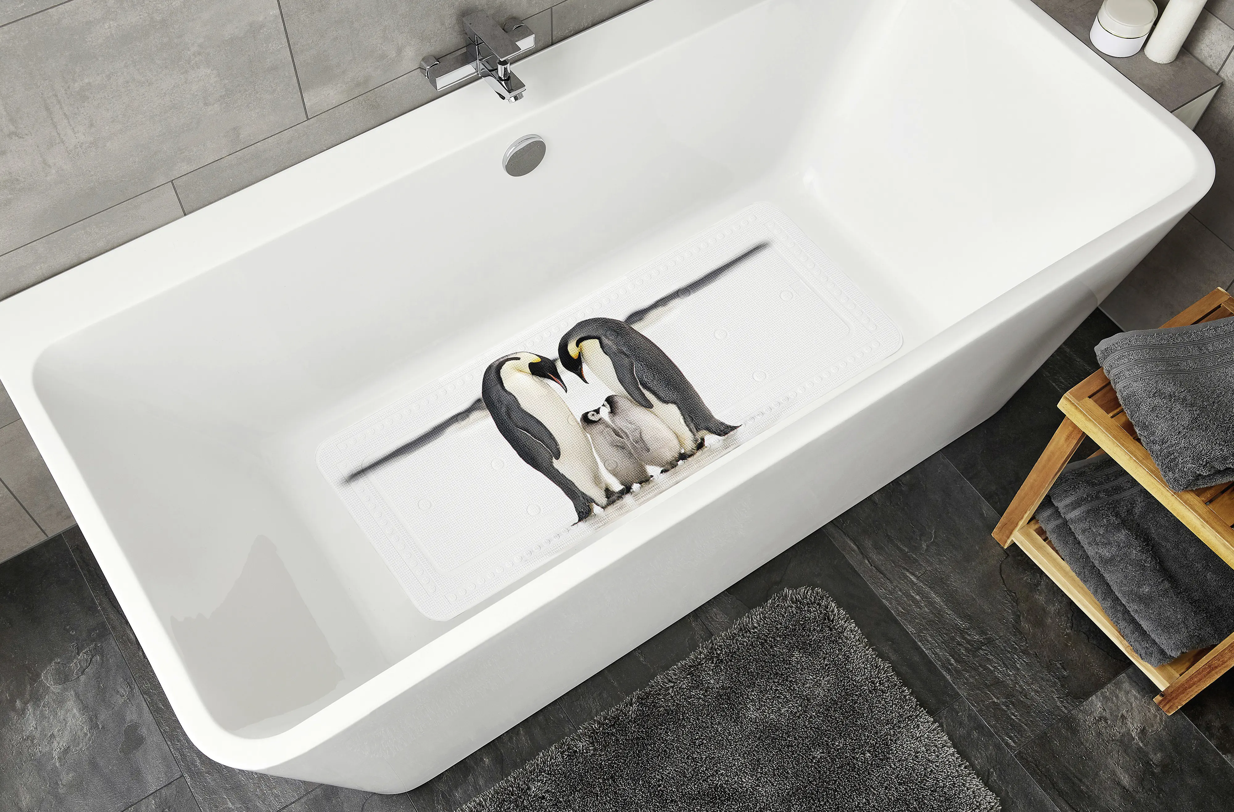 Kleine Wolke Sicherheitseinlage Jacksons mit Pinguinen weiß schwarz 36 x 92 cm