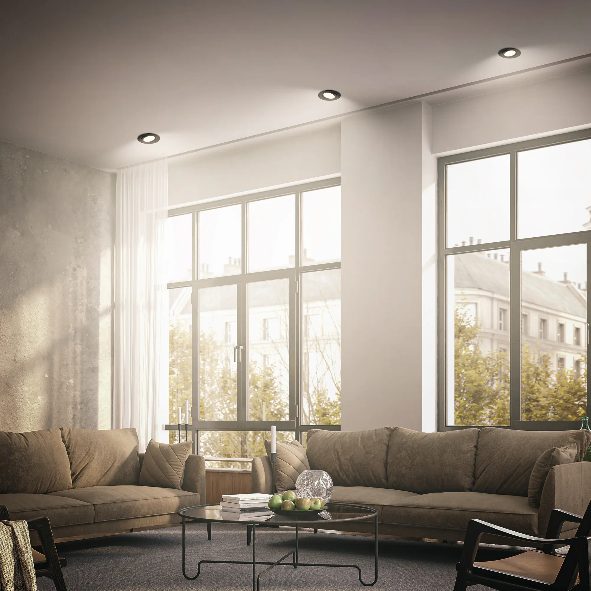 Briloner 3er Set LED Einbauleuchten Piwo schwarz Ø 8 cm