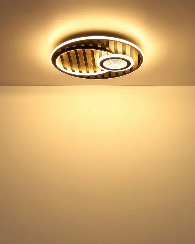 Globo Deckenleuchte Woody 50 x 8 cm Ø x H schwarz warmweiß