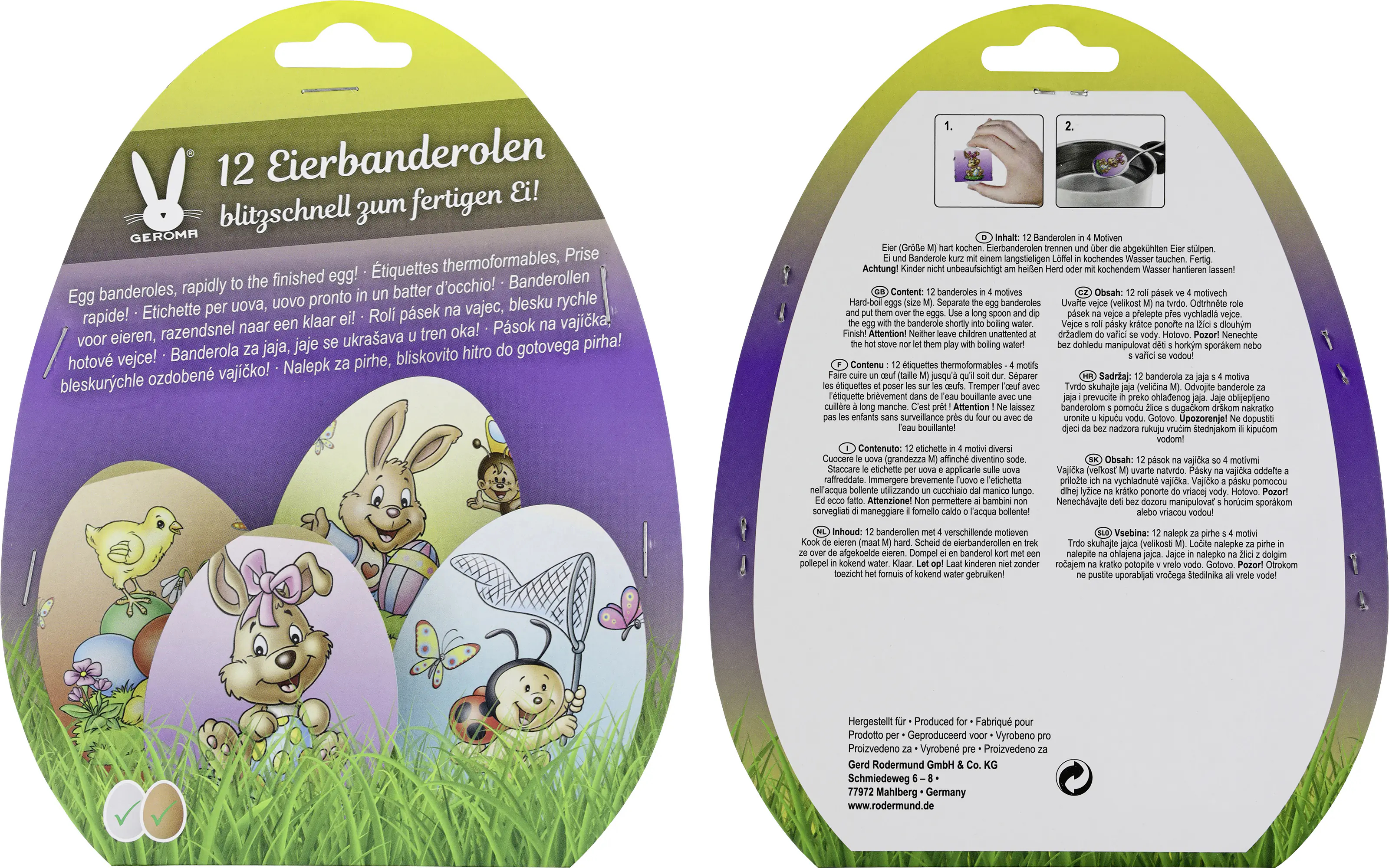 Ostereier-Banderolen bunt mit Ostermotiven 12 Stück