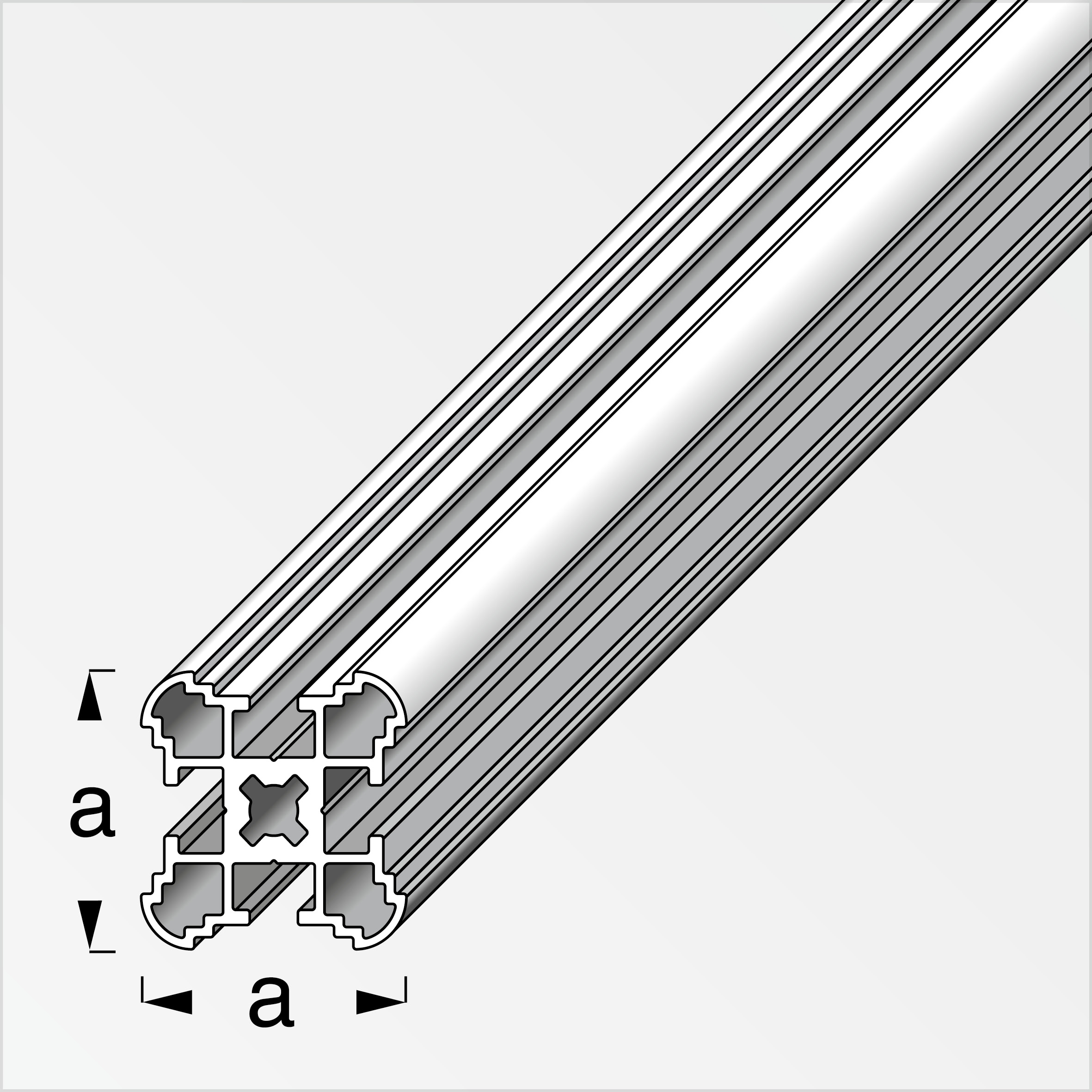 coaxis®-Säulen-Profil, schmal 2.5 m, 27.5 mm Aluminium roh blank