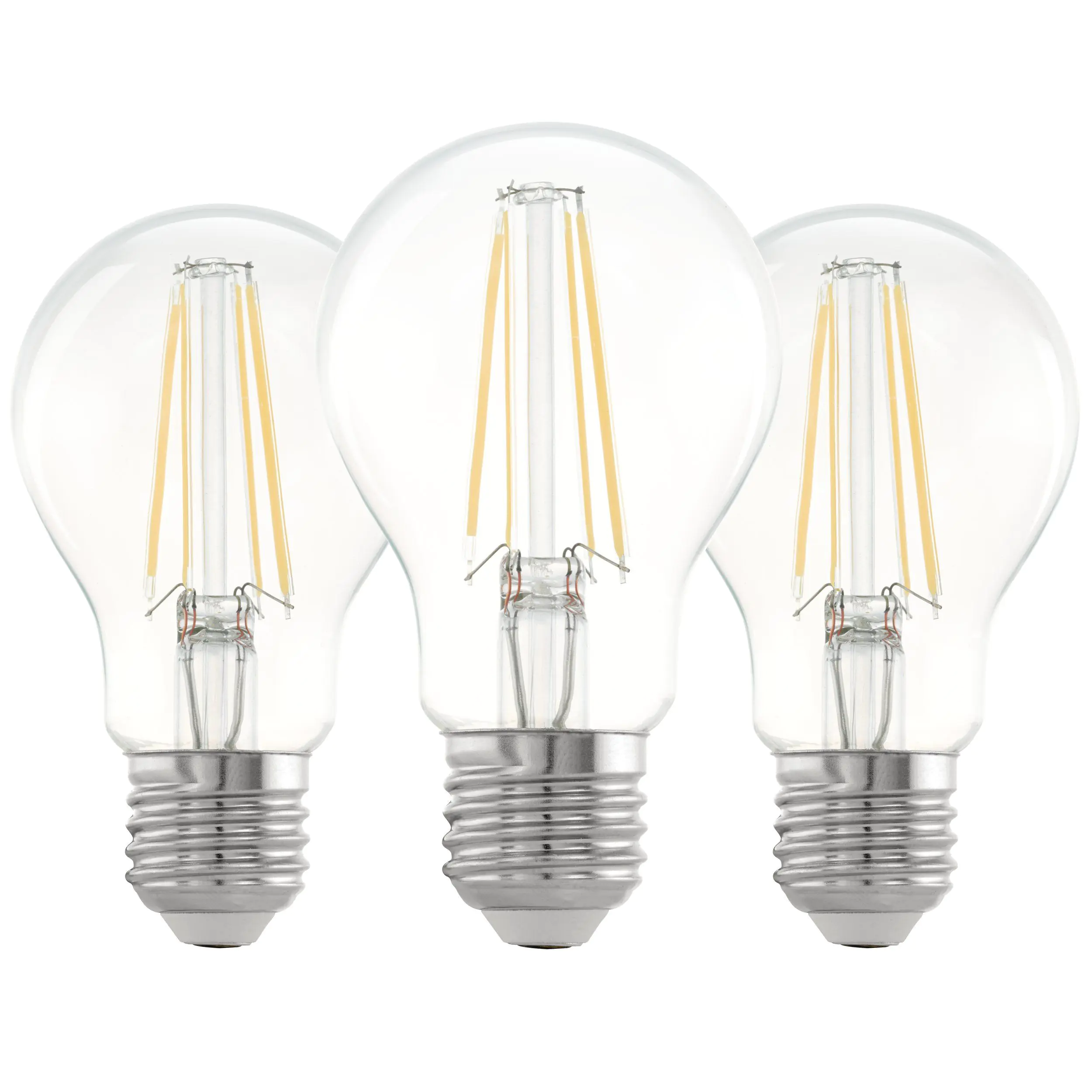 Eglo LED Leuchtmittel E27 A60 7W, 806 lm, 3000K, warmweiß, klar, 3er Set