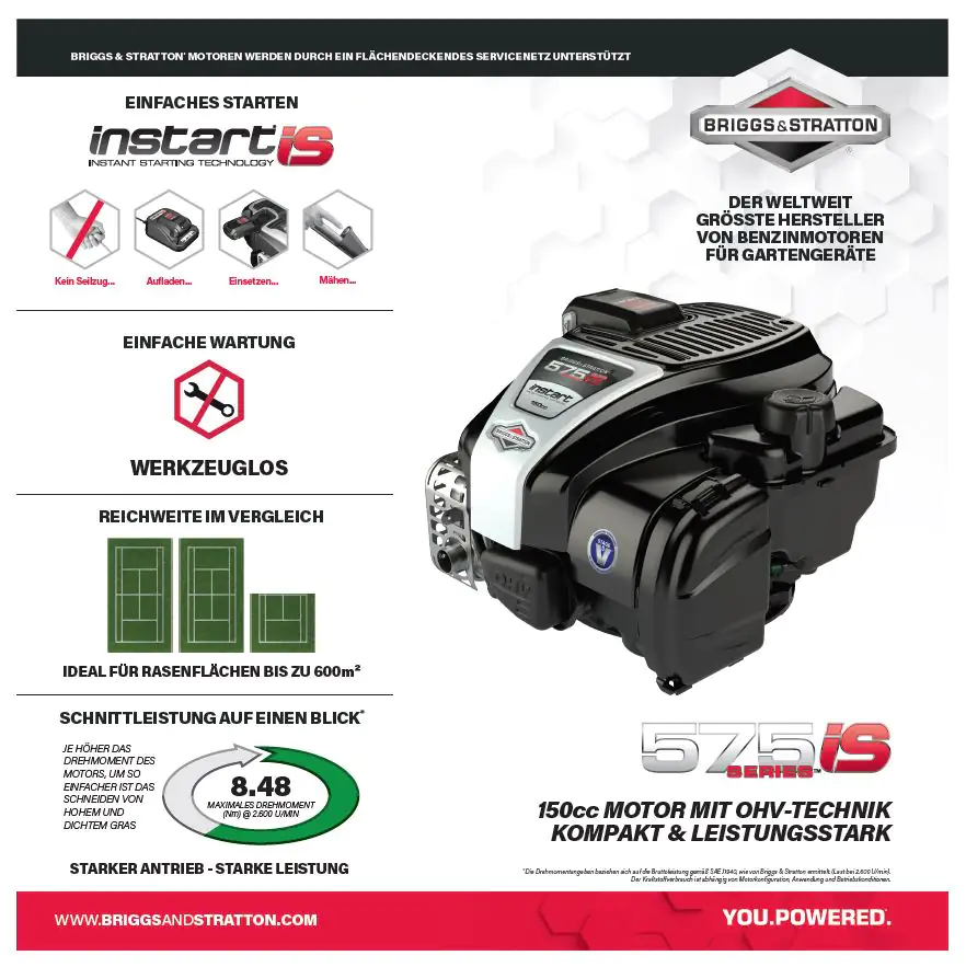 YARD FORCE Benzin-Rasenmäher GM B46P B&S 575 IS + Radantrieb 46 cm