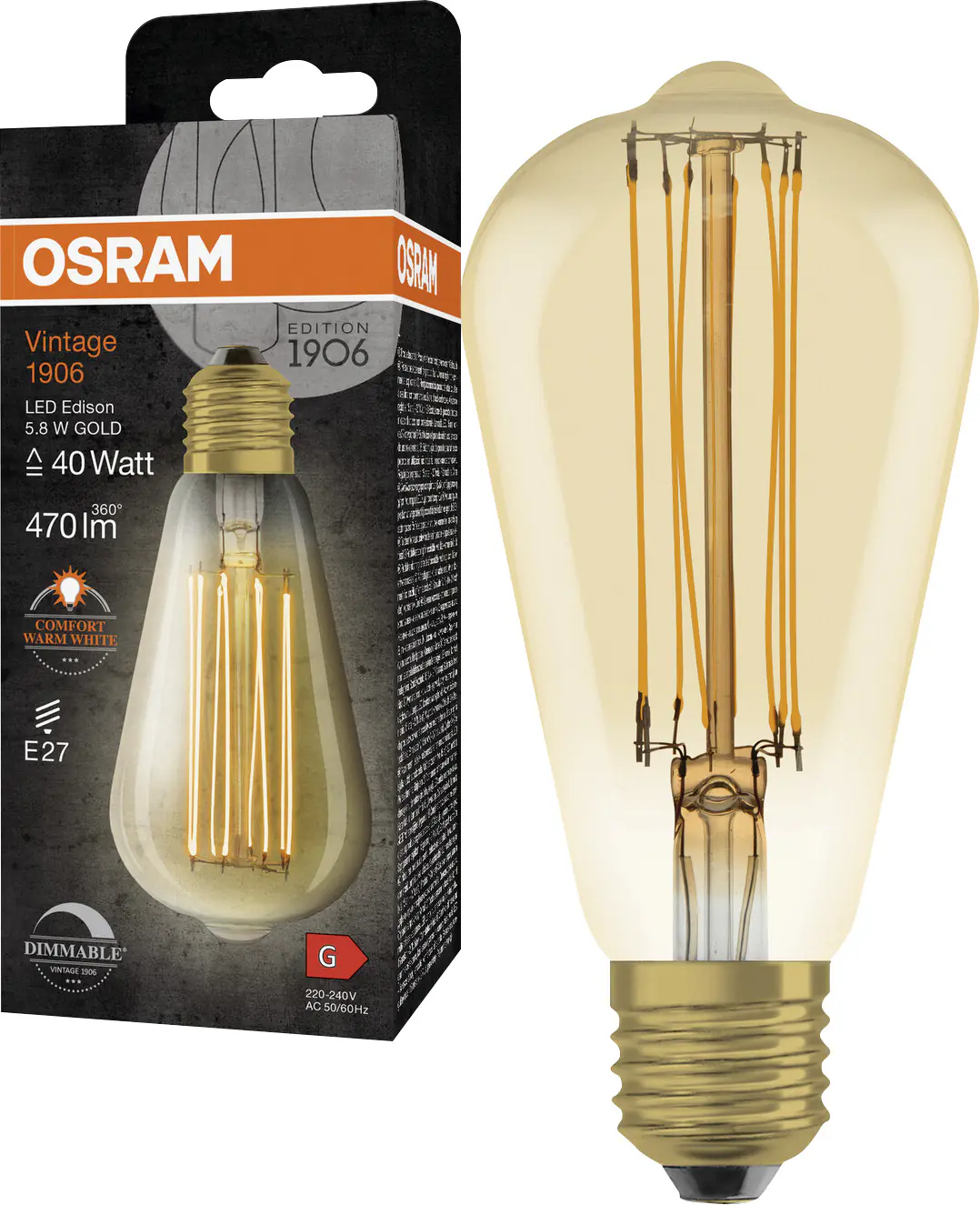 Osram LED Leuchtmittel Edison E27 5,8 W warmweiß amber