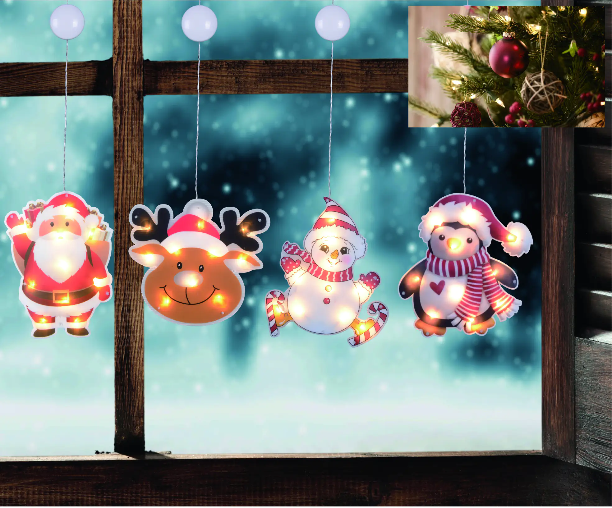 TrendLine LED Fensterbild 30 cm Weihnachten warmweiß mit Timer