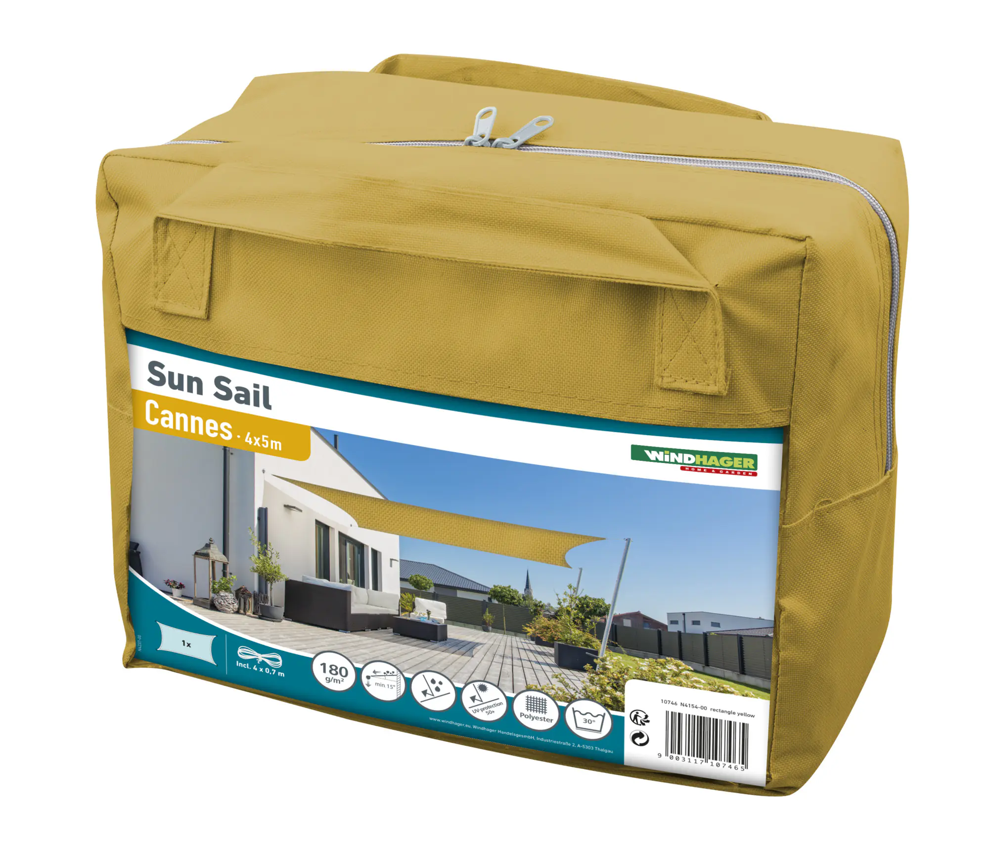 Windhager Sonnensegel Cannes gelb 4 x 5 m
